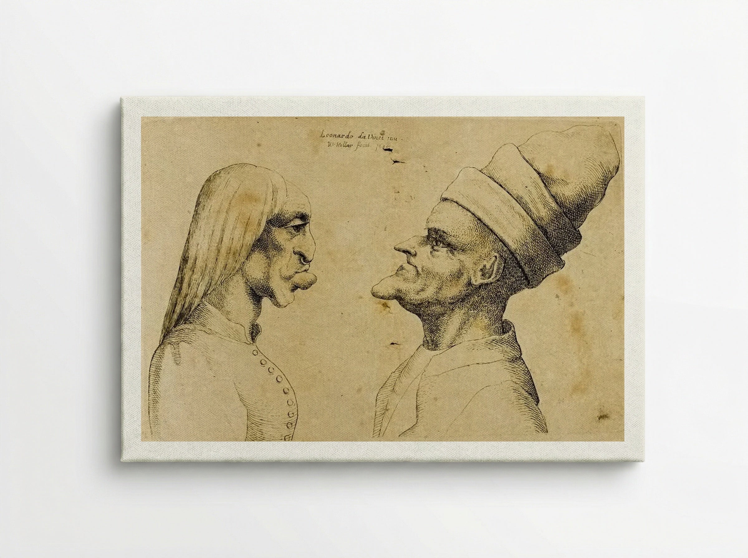 Two Deformed Heads Facing Each Other - Wenceslaus Hollar - Canvas