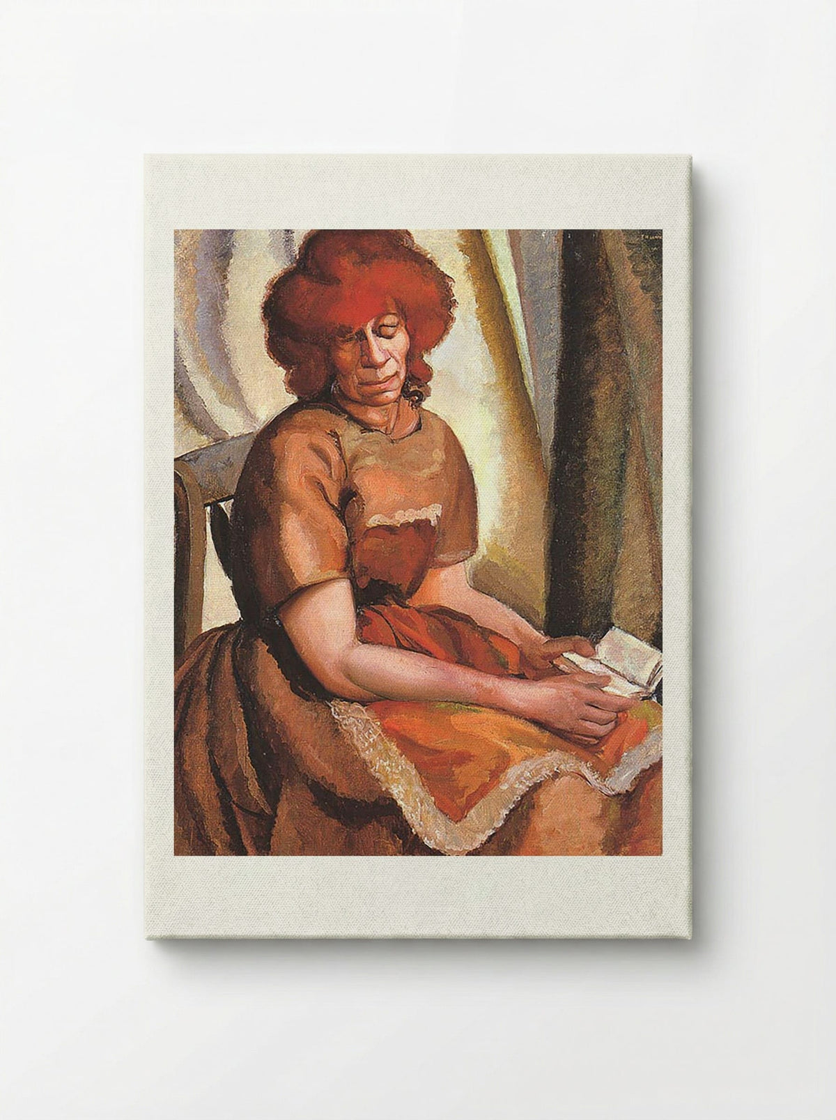 Redheaded Woman Reading - David Bomberg - Canvas