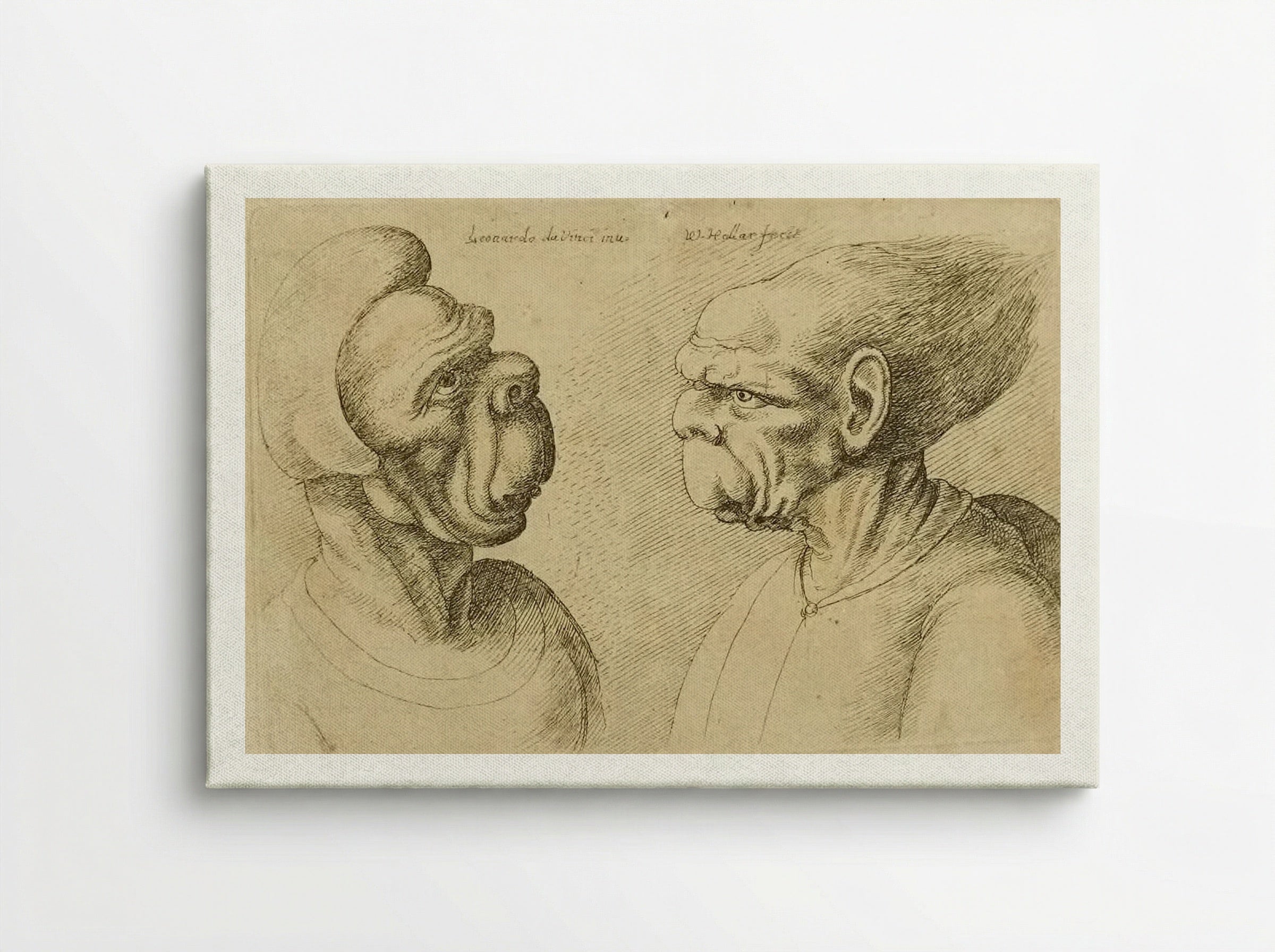 Two Deformed Heads Facing Inward - Wenceslaus Hollar - Canvas