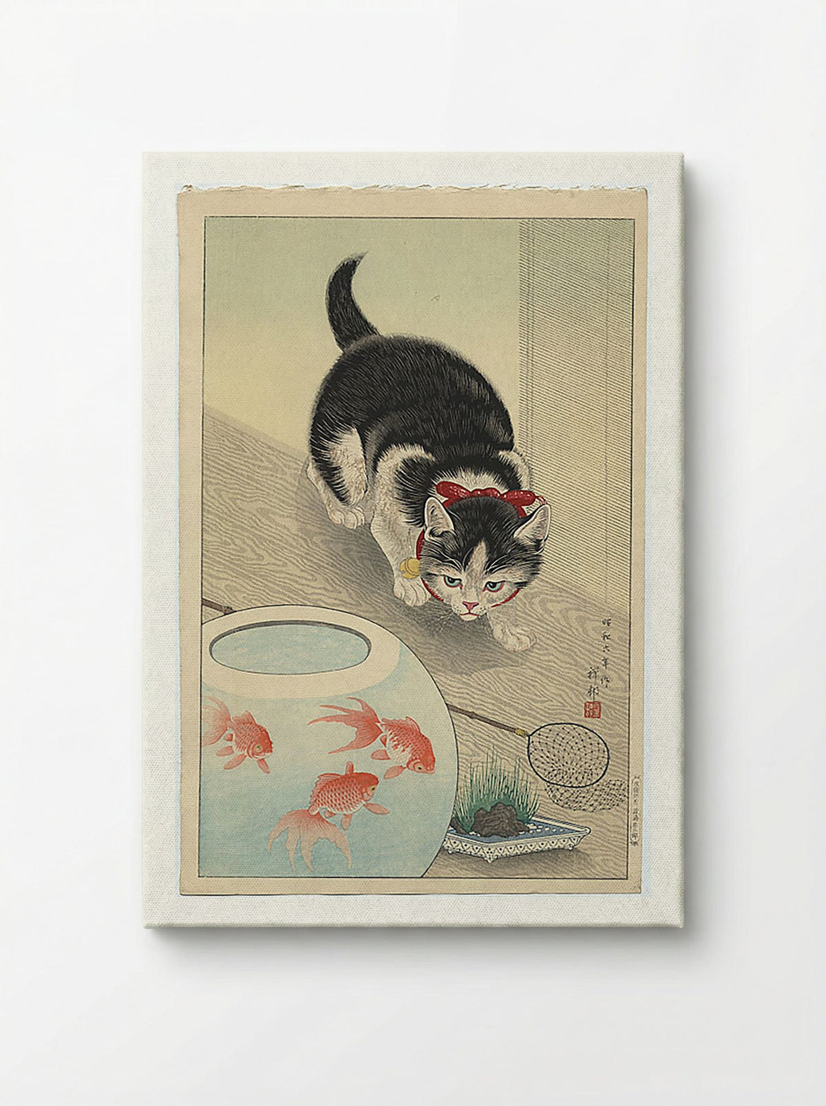 Cat and Bowl of Goldfish - Utagawa Kuniyoshi - Canvas