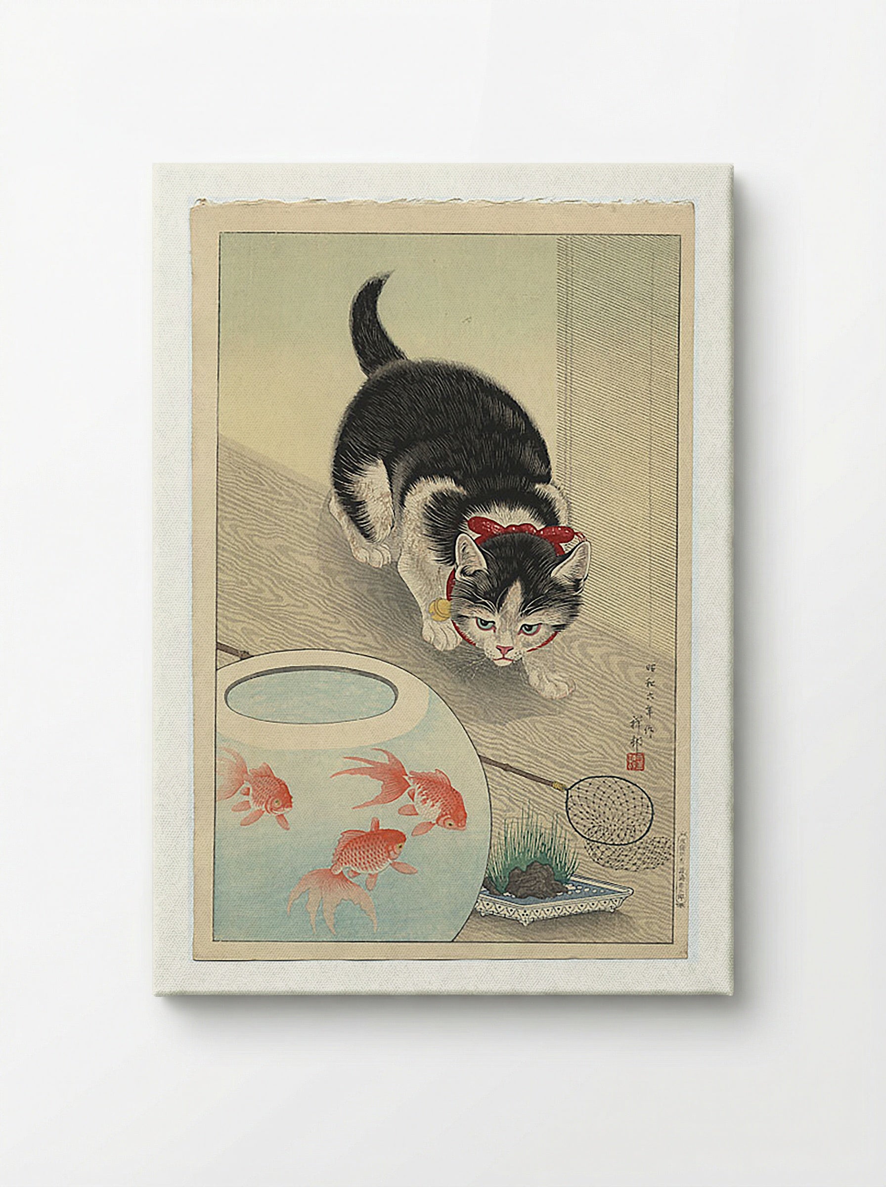 Cat and Bowl of Goldfish - Utagawa Kuniyoshi - Canvas