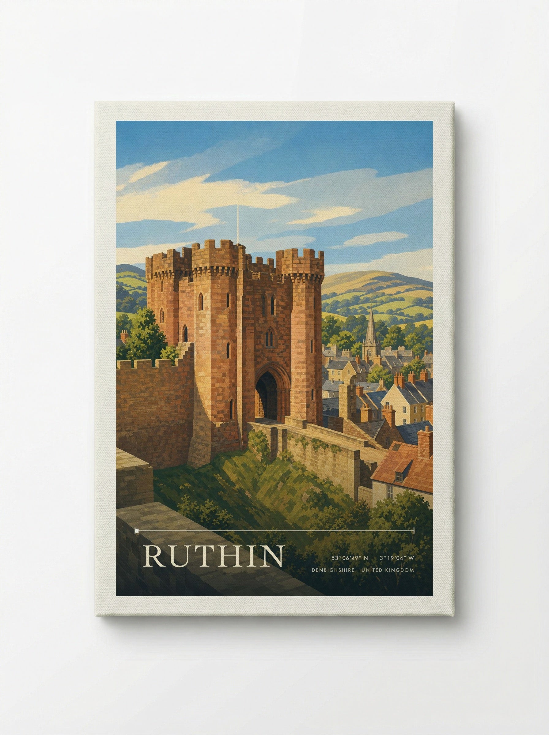 Ruthin Denbighshire United Kingdom Travel Poster - Canvas