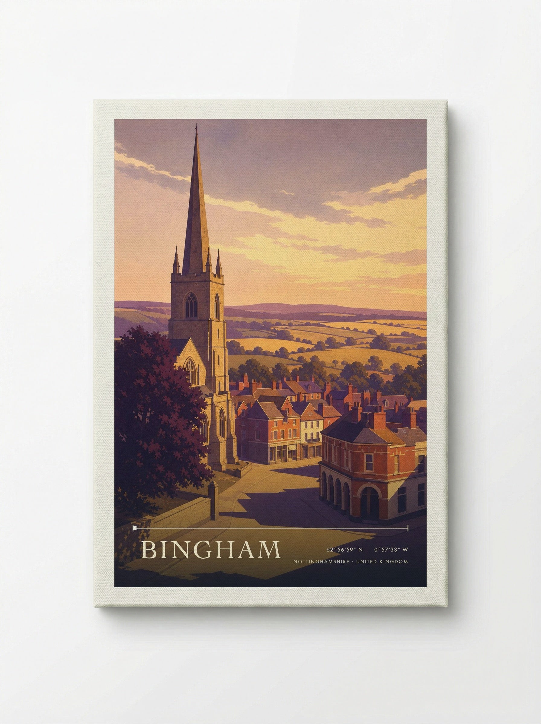 Bingham Nottinghamshire United Kingdom Travel Poster - Canvas