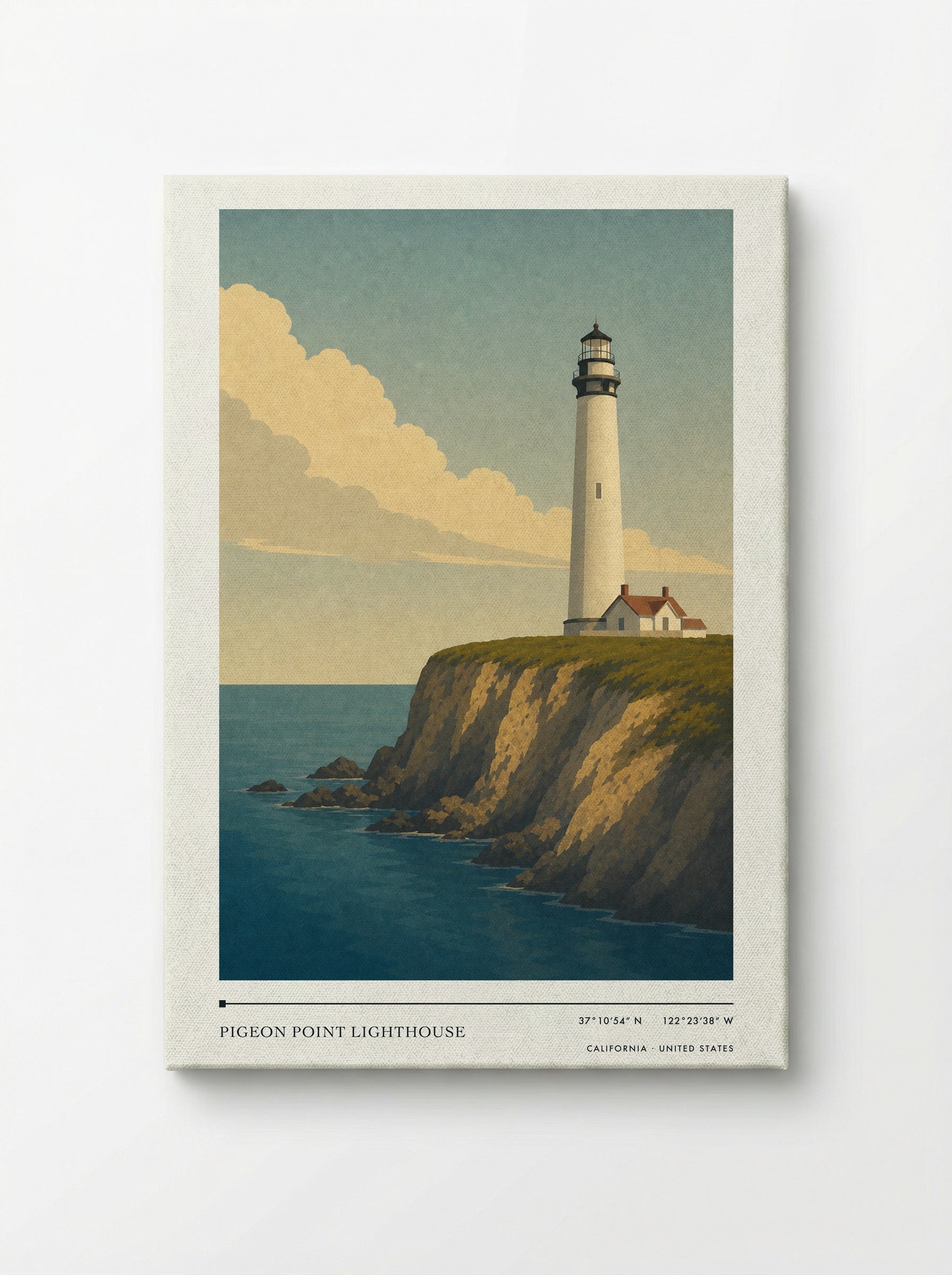 Pigeon Point Lighthouse Travel Poster Artwork - Canvas