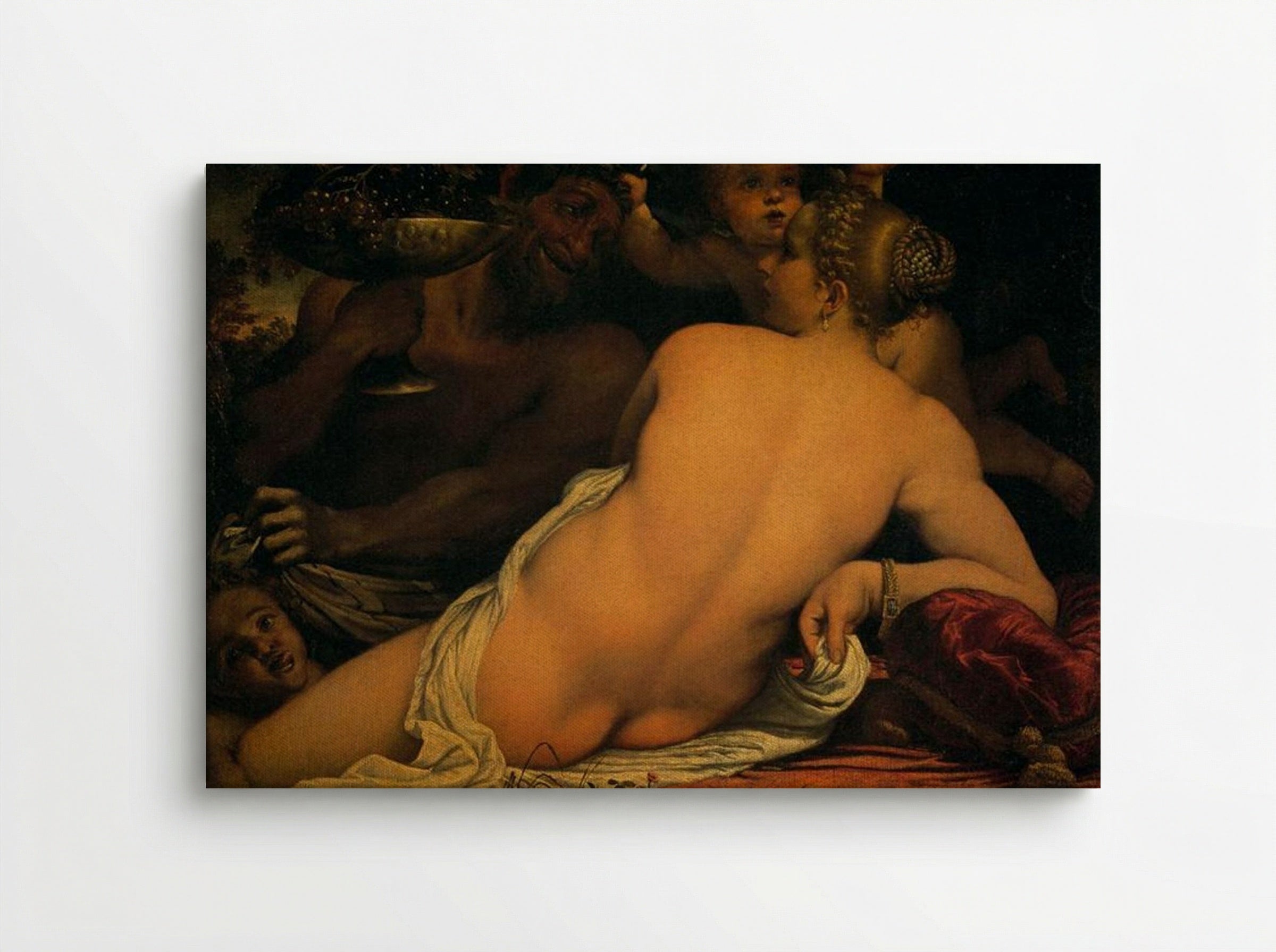 Venus with a Satyr and Cupids - Annibale Carracci - Canvas