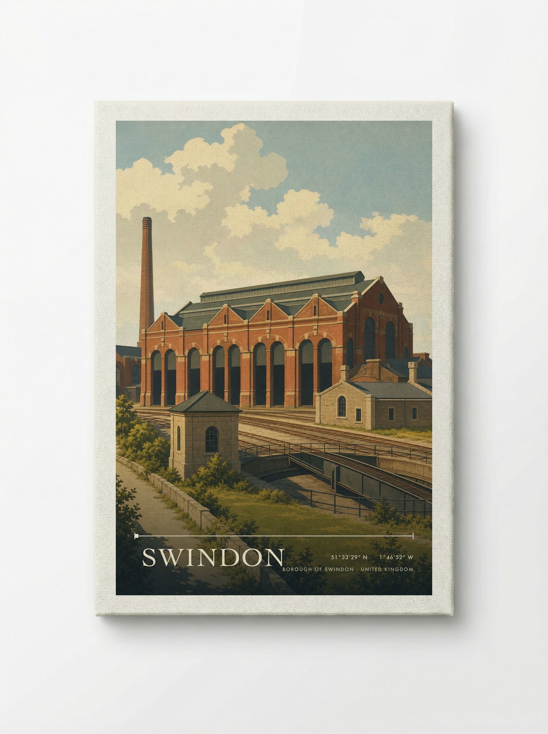 Swindon Borough of Swindon United Kingdom Travel Poster - Canvas