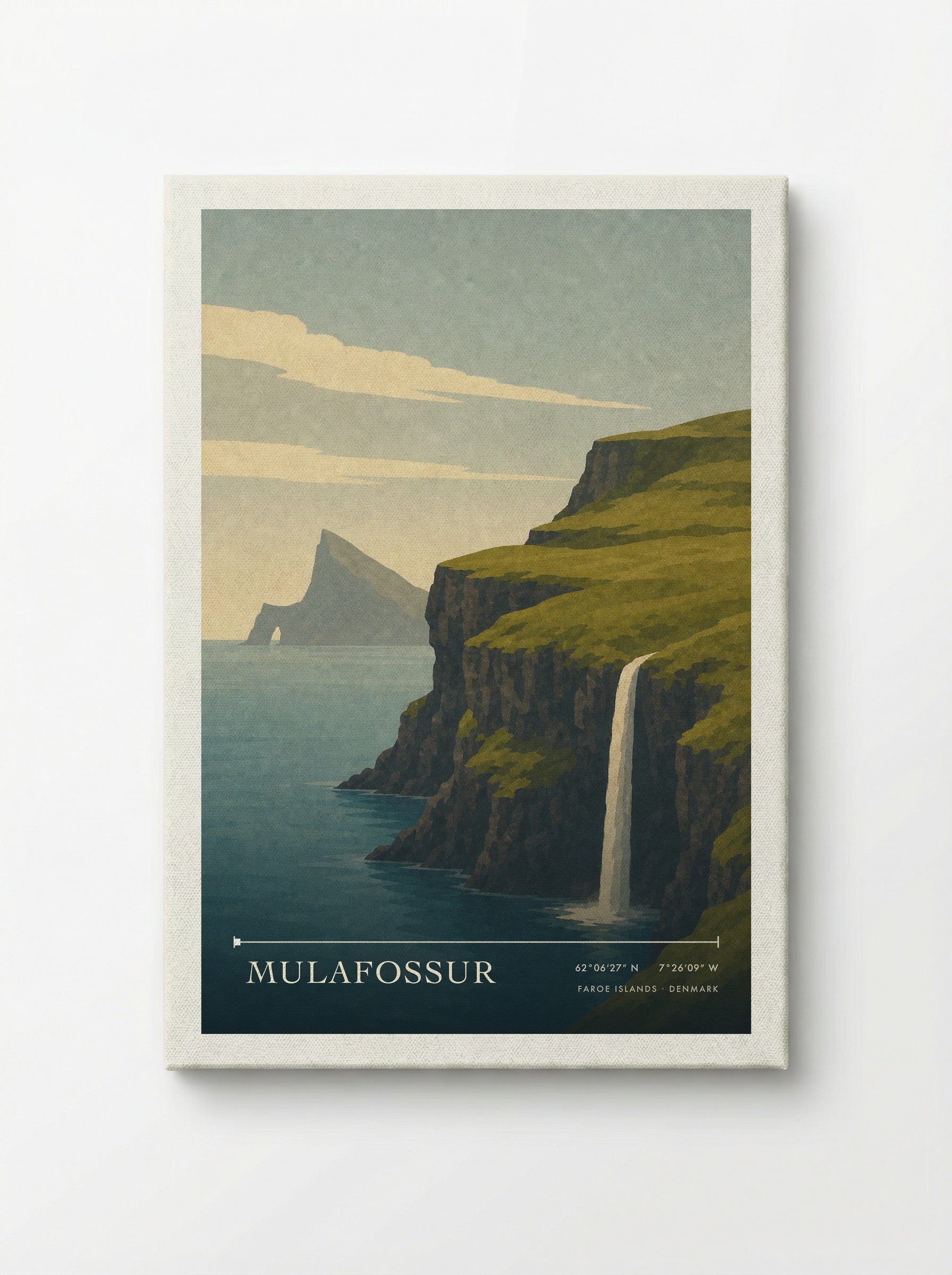 Mulafossur Travel Poster Artwork - Canvas