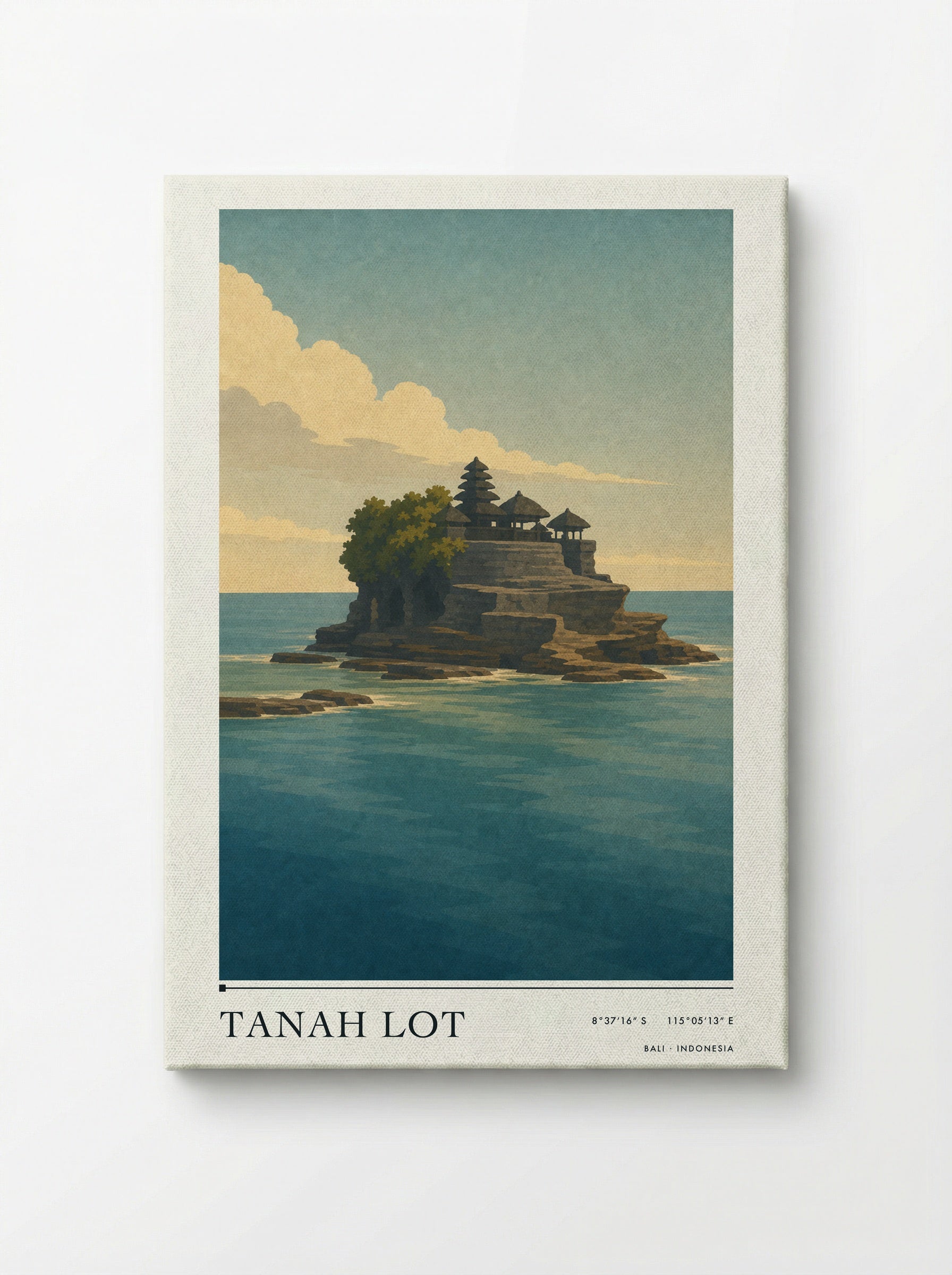 Tanah Lot Travel Poster Artwork - Canvas