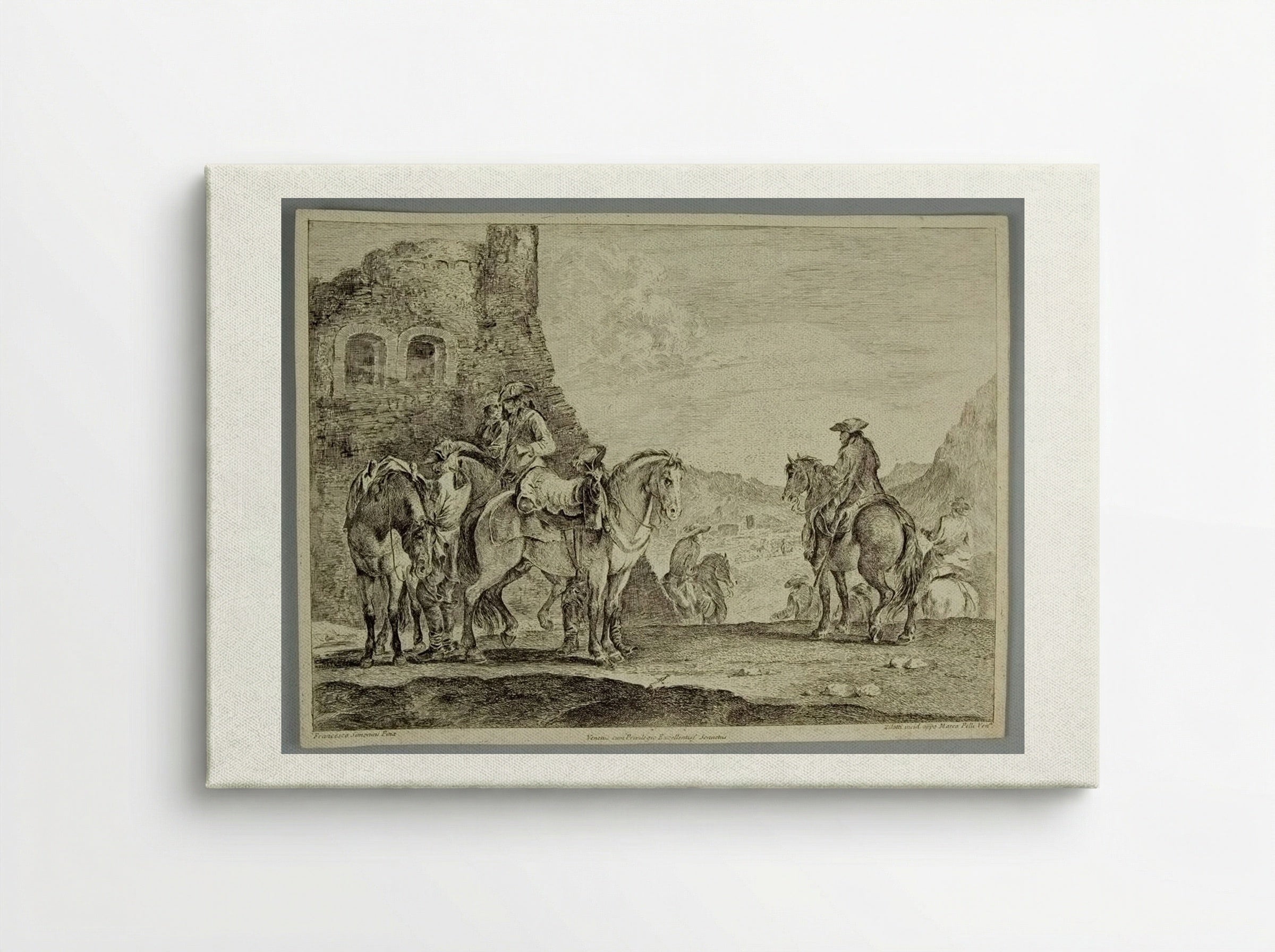 Horsemen Near a Ruin - Domenico Bernardo Zilotti - Canvas