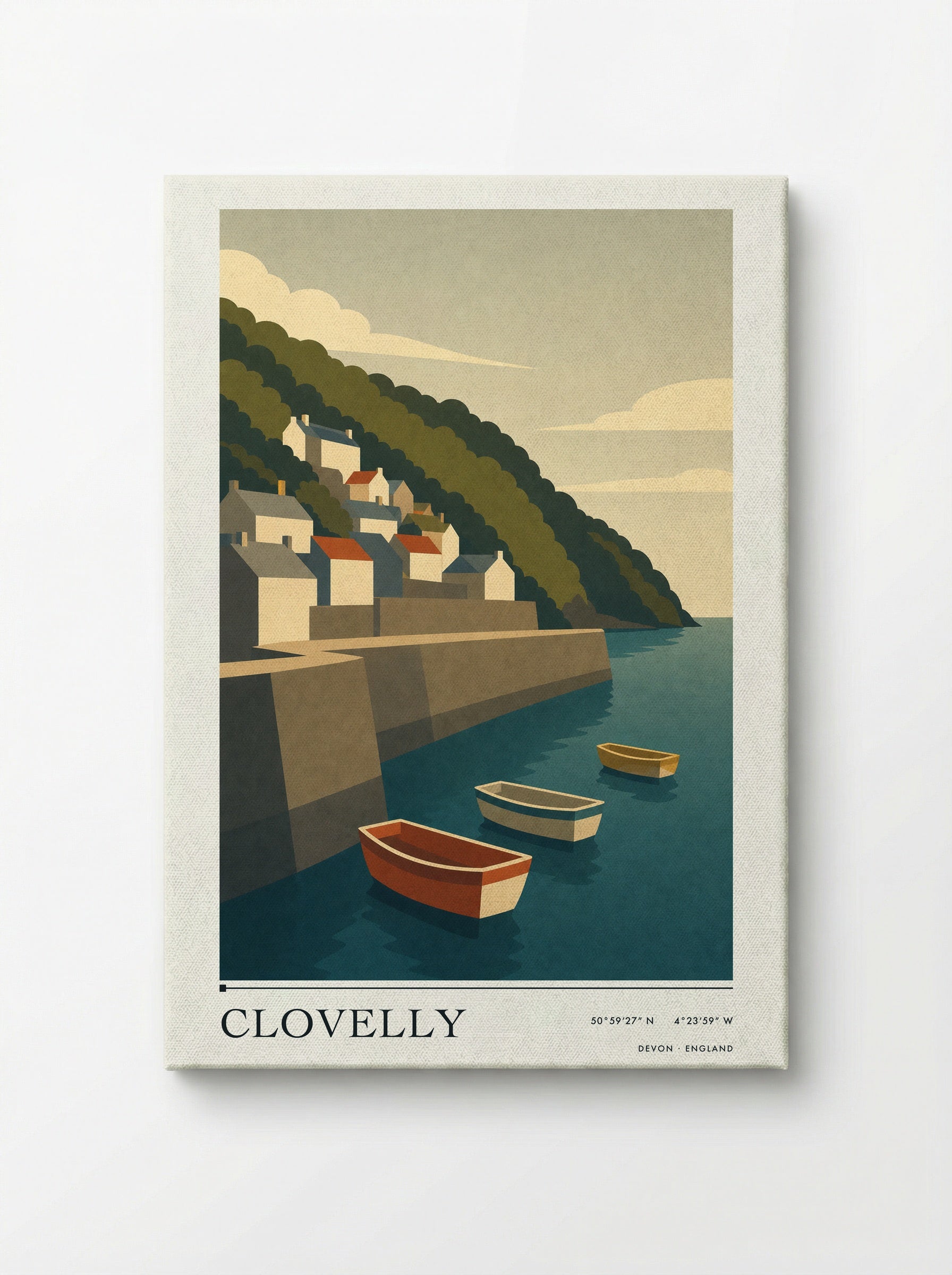 Clovelly Devon Travel Poster - Canvas