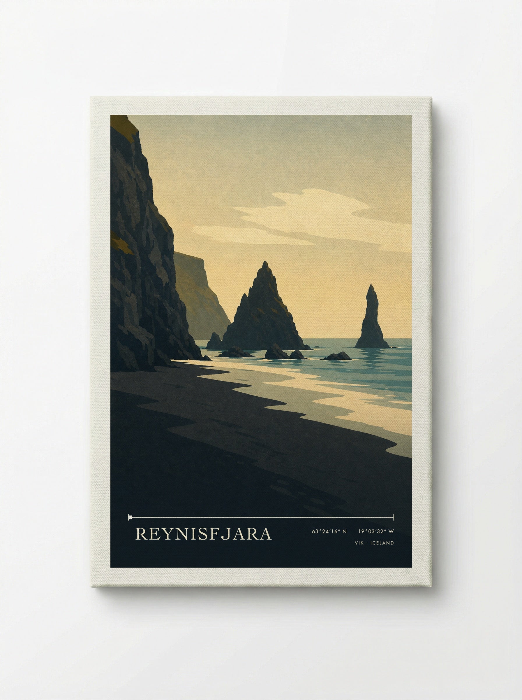 Reynisfjara Travel Poster Artwork - Canvas