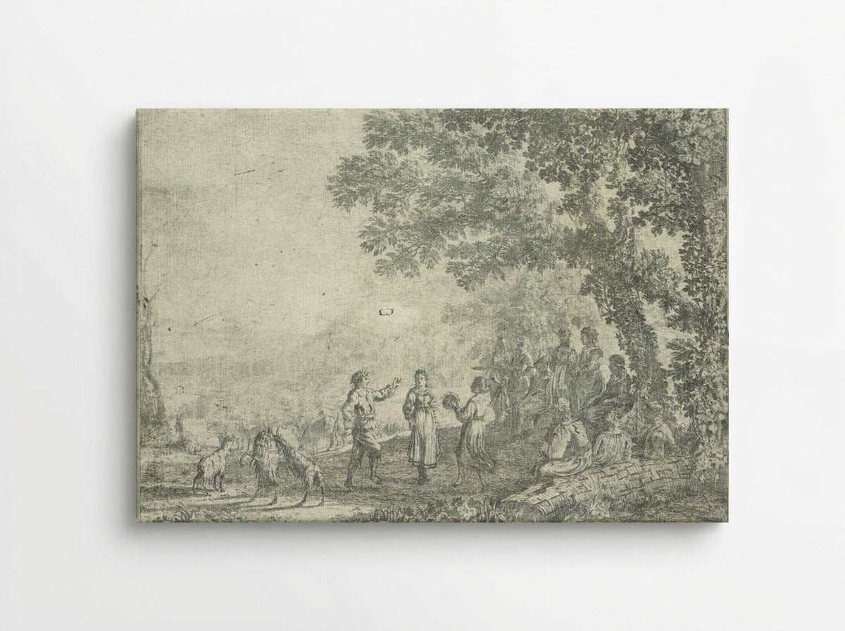 Landscape with a Country Dance, large plate - Claude Lorrain - Canvas