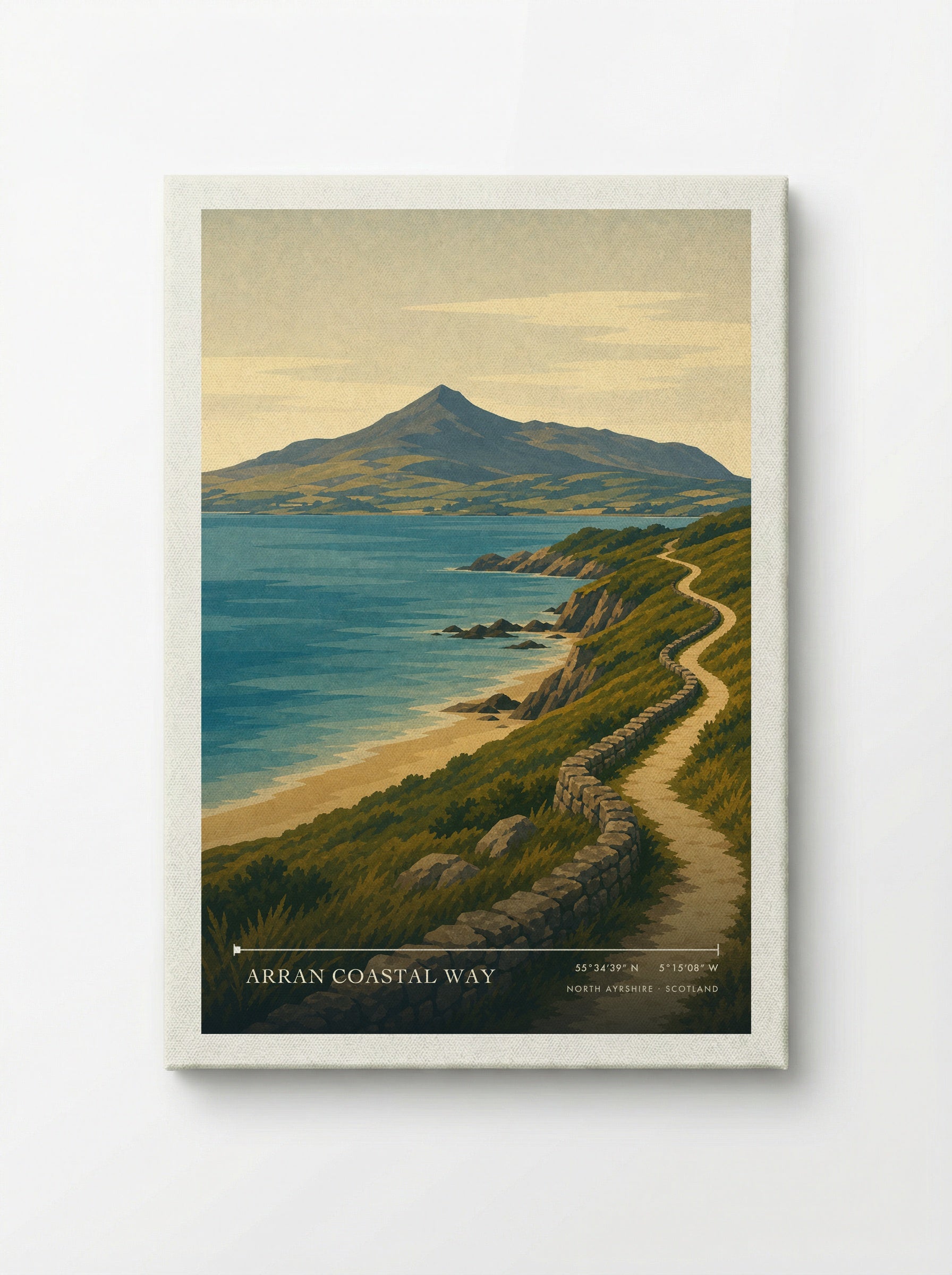 Arran Coastal Way Travel Poster Artwork - Canvas