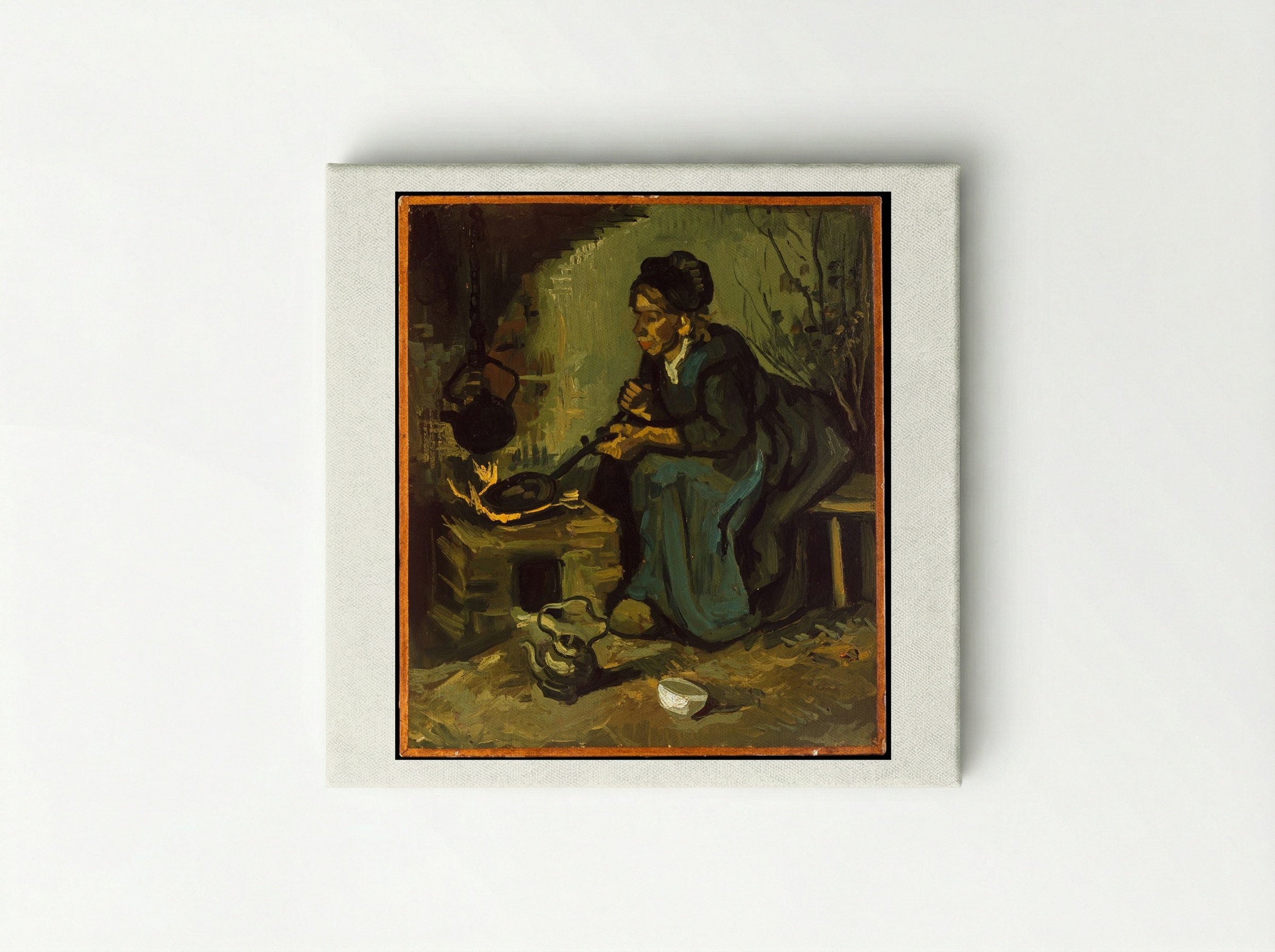 Peasant Woman Cooking by a Fireplace - Vincent van Gogh - Canvas