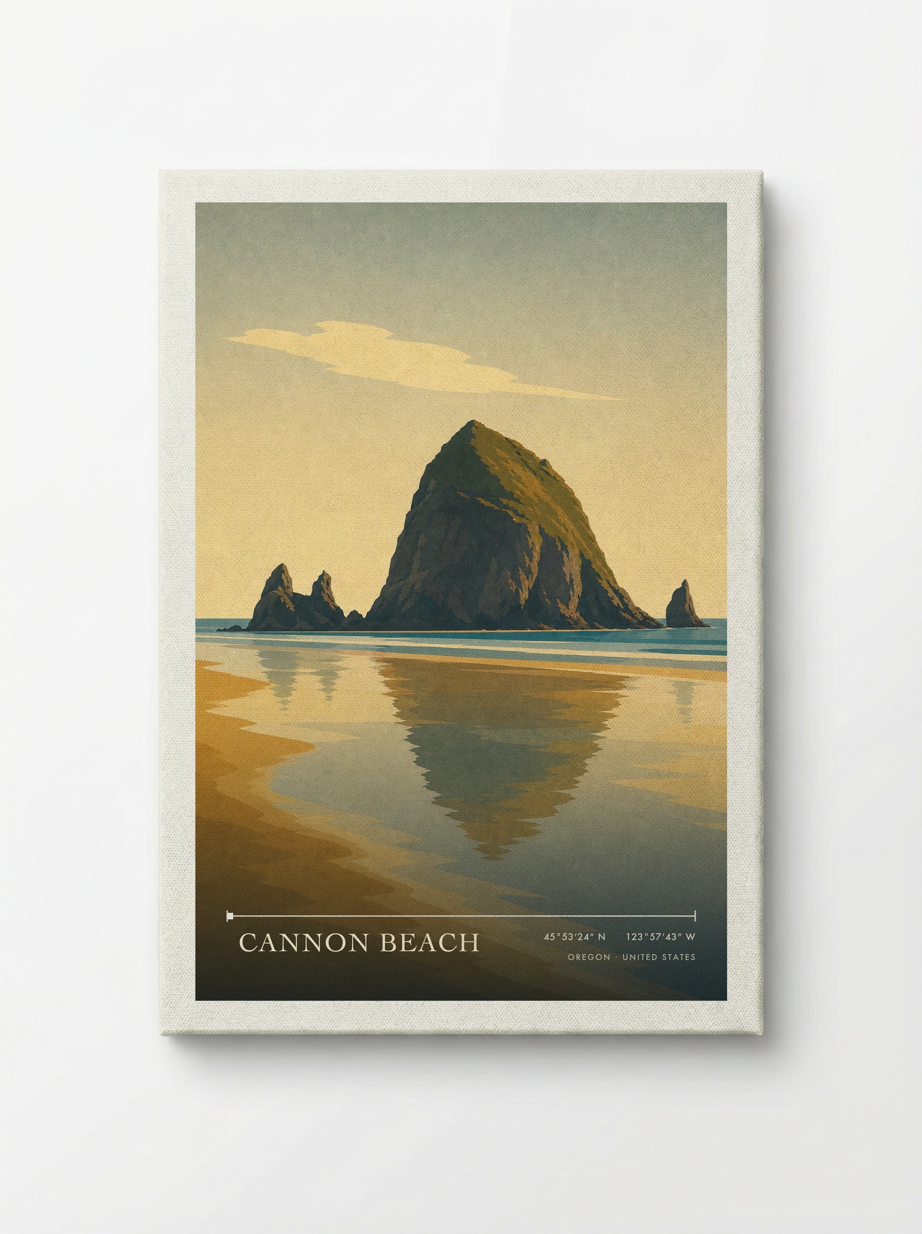 Cannon Beach Travel Poster Artwork - Canvas