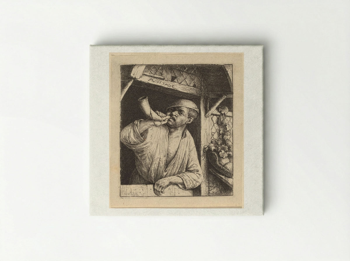 The Baker Sounding His Horn - Adriaen van Ostade - Canvas
