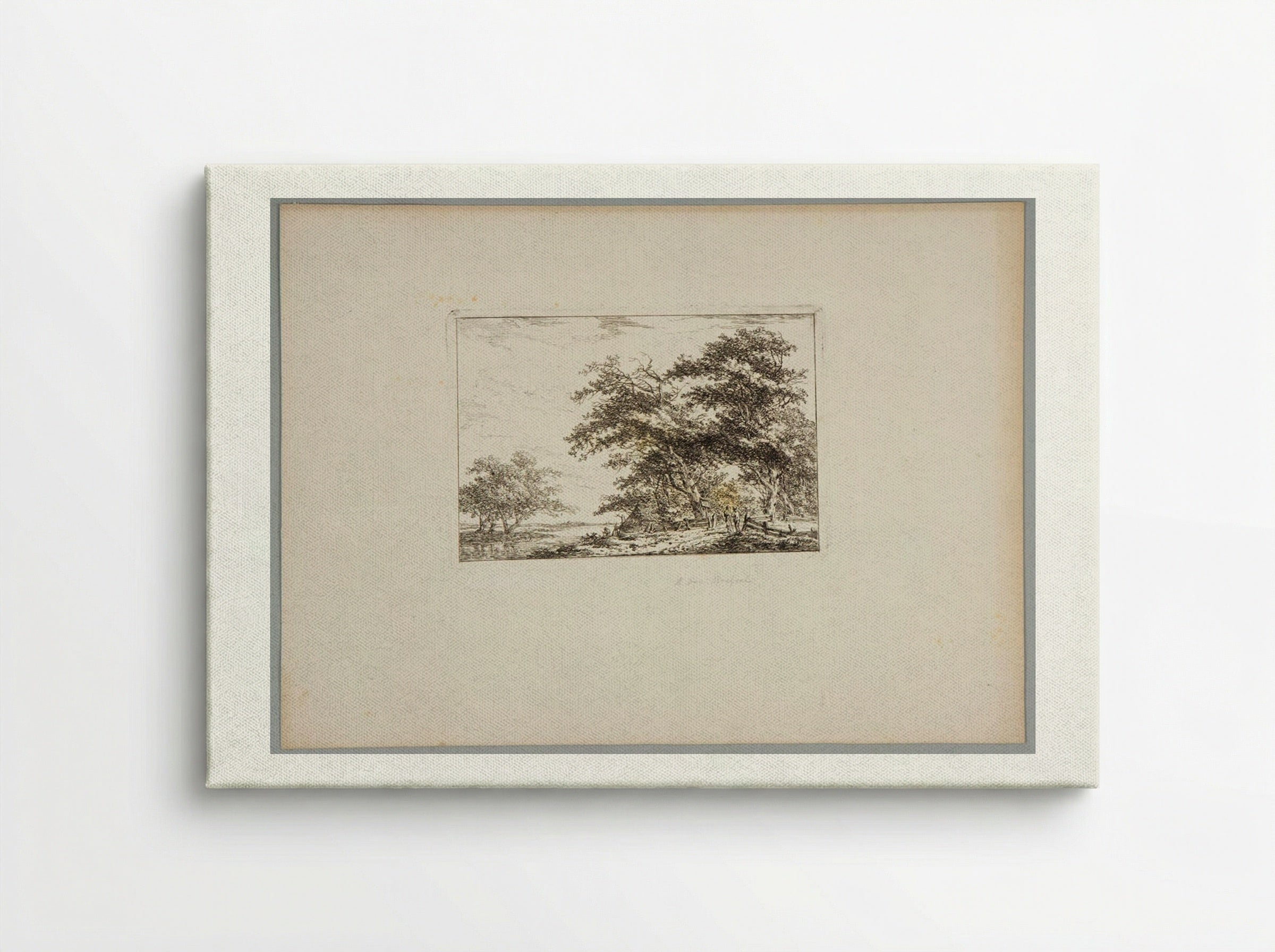 Plate II (Rural Scene with Trees and Figures) - Hermanus van Brussel - Canvas