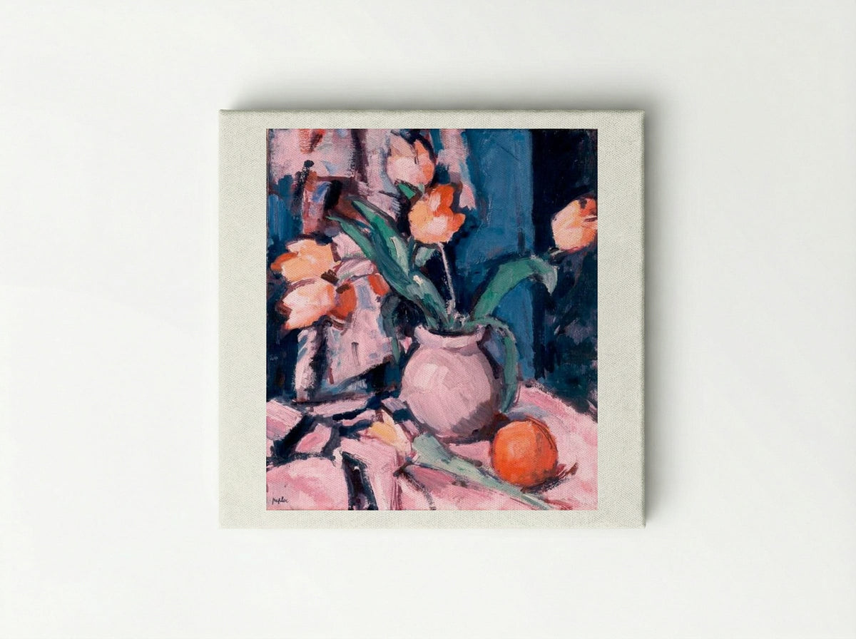 Tulips in a Brown Jar - Samuel Peploe - Canvas
