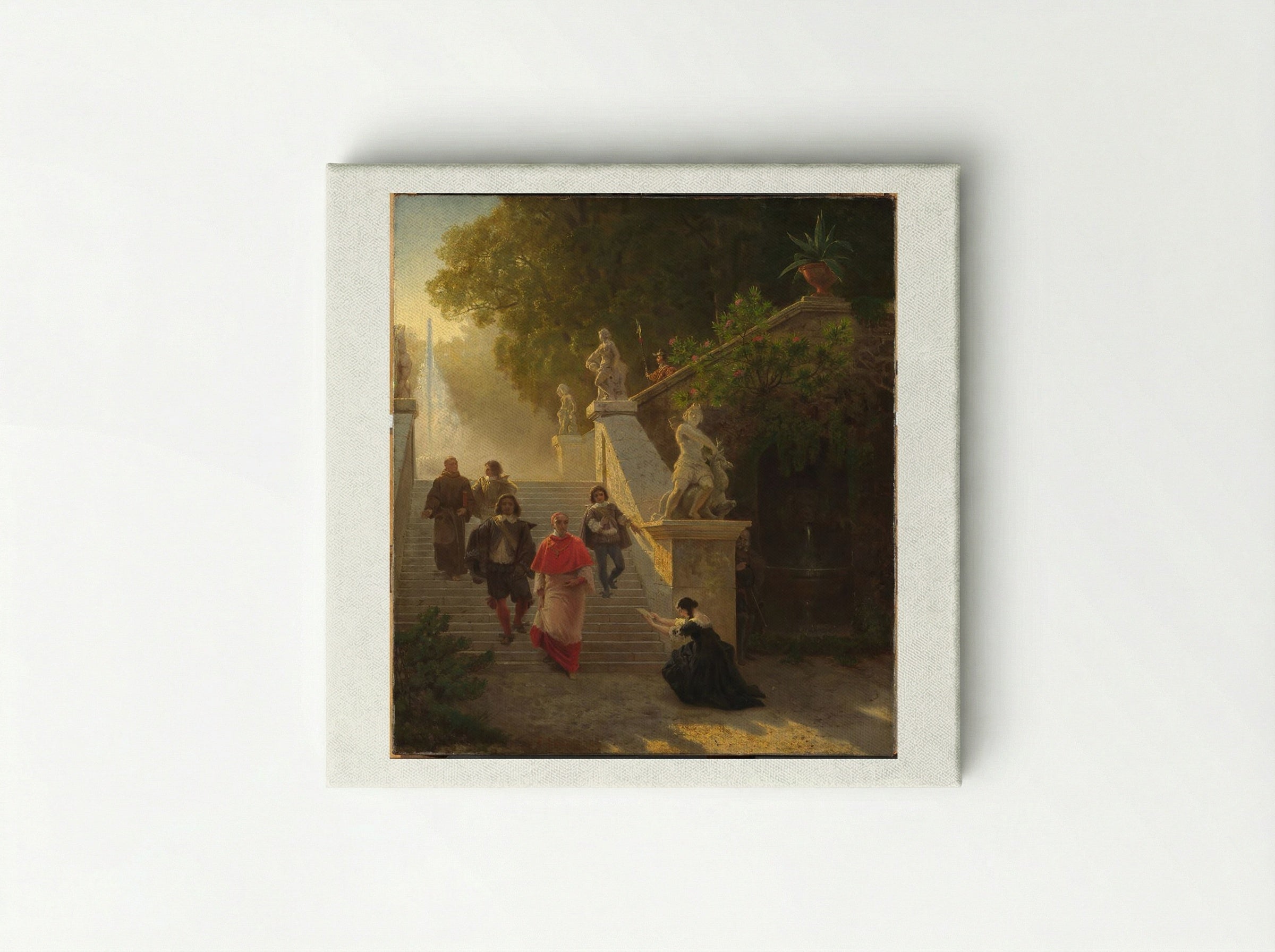 A Cardinal and his Entourage in a Park - Emanuel Gottlieb Leutze - Canvas