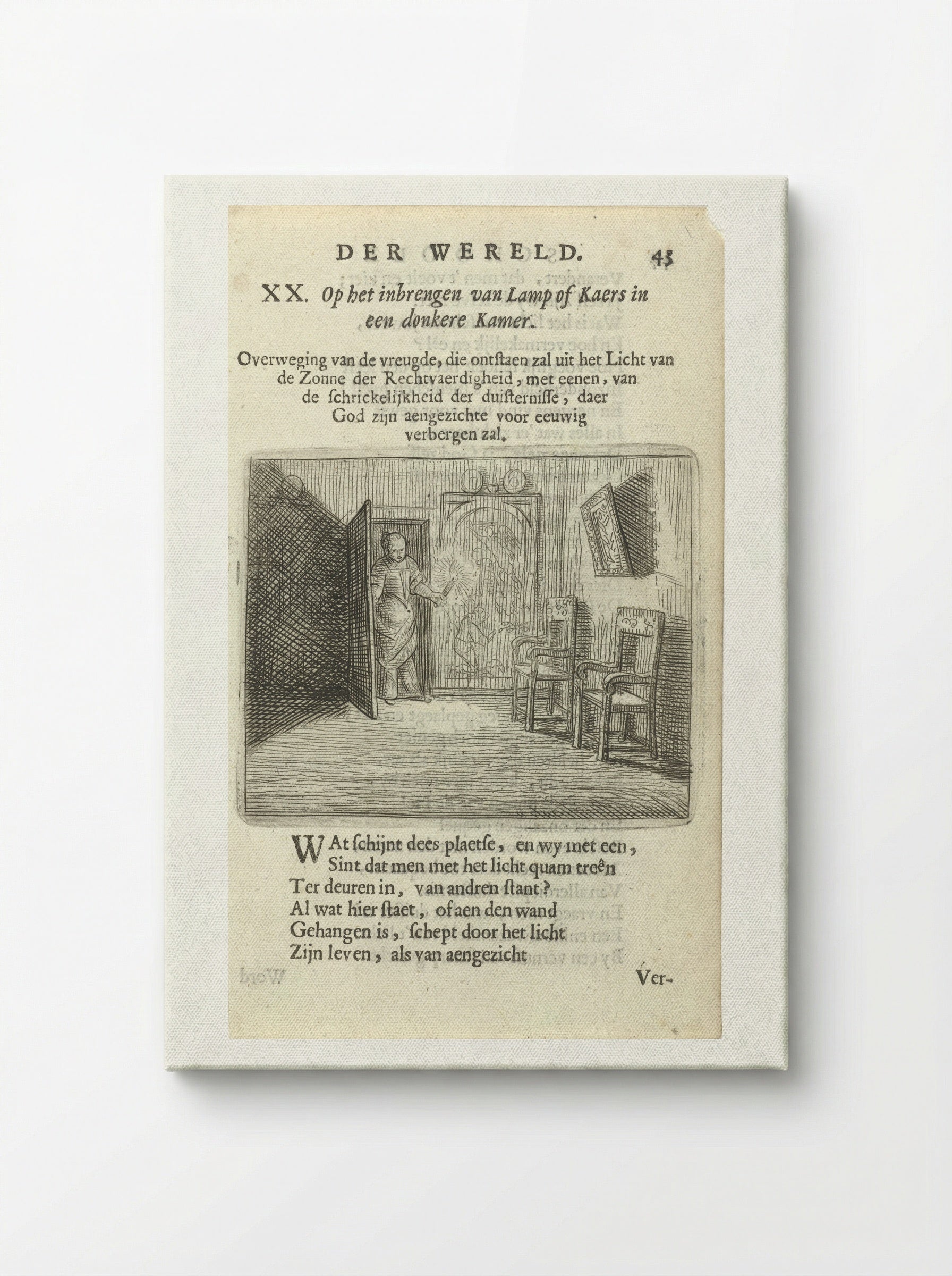 Vrouw met kaars in een duistere kamer - Arnold Houbraken - Canvas