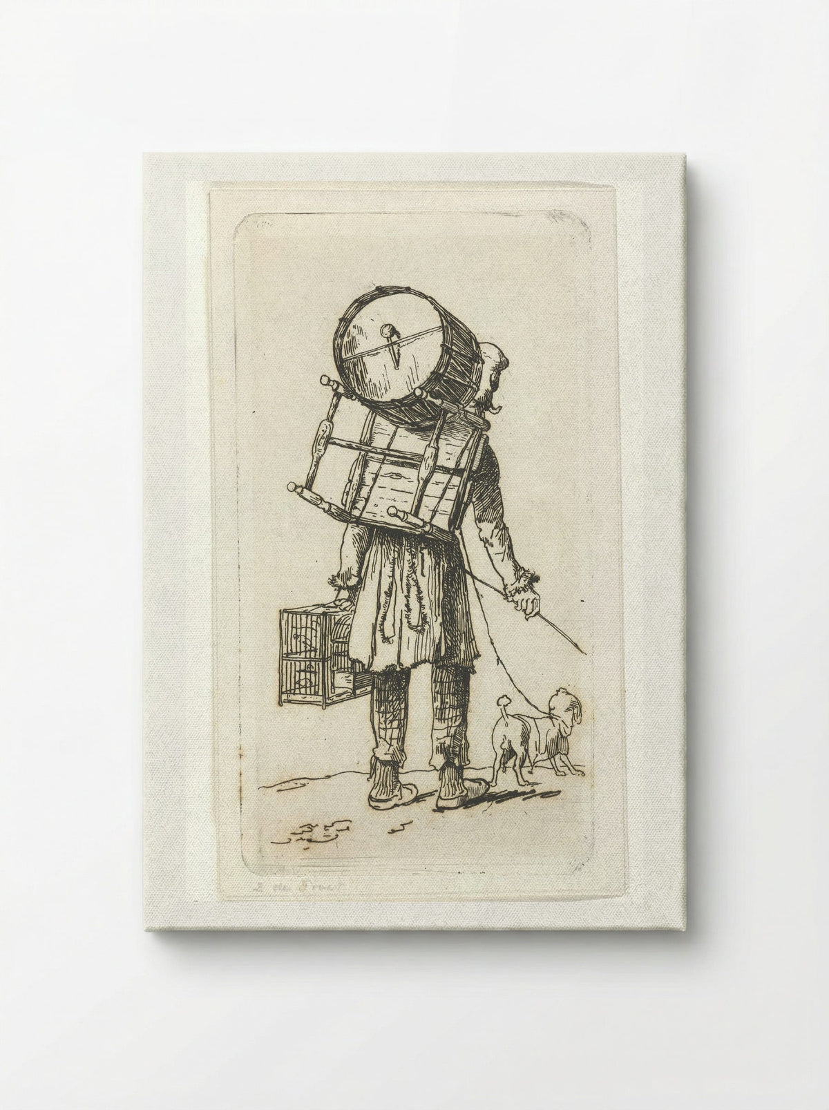 Straatmuzikant met hond - Jacobus Ludovicus Cornet - Canvas
