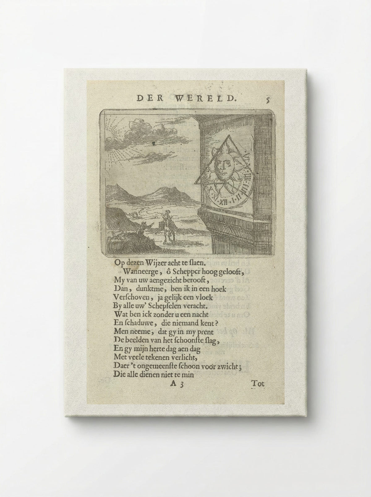 Zonnewijzer in een landschap met twee figuren - Arnold Houbraken - Canvas