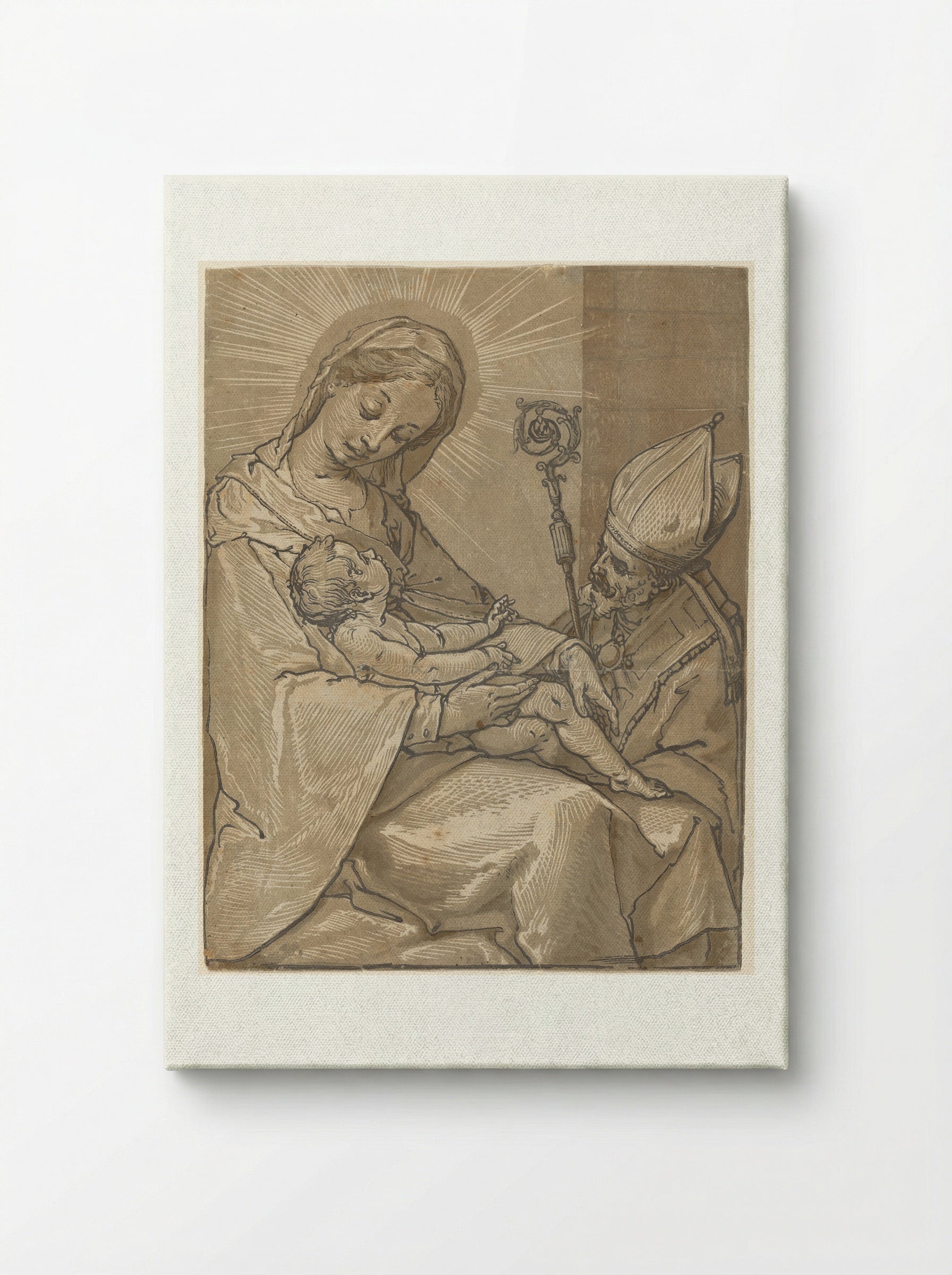 Madonna and Child with a Bishop - Andrea Andreani - Canvas