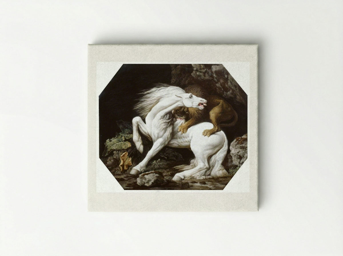 A Horse Attacked by a Lion - George Stubbs - Canvas