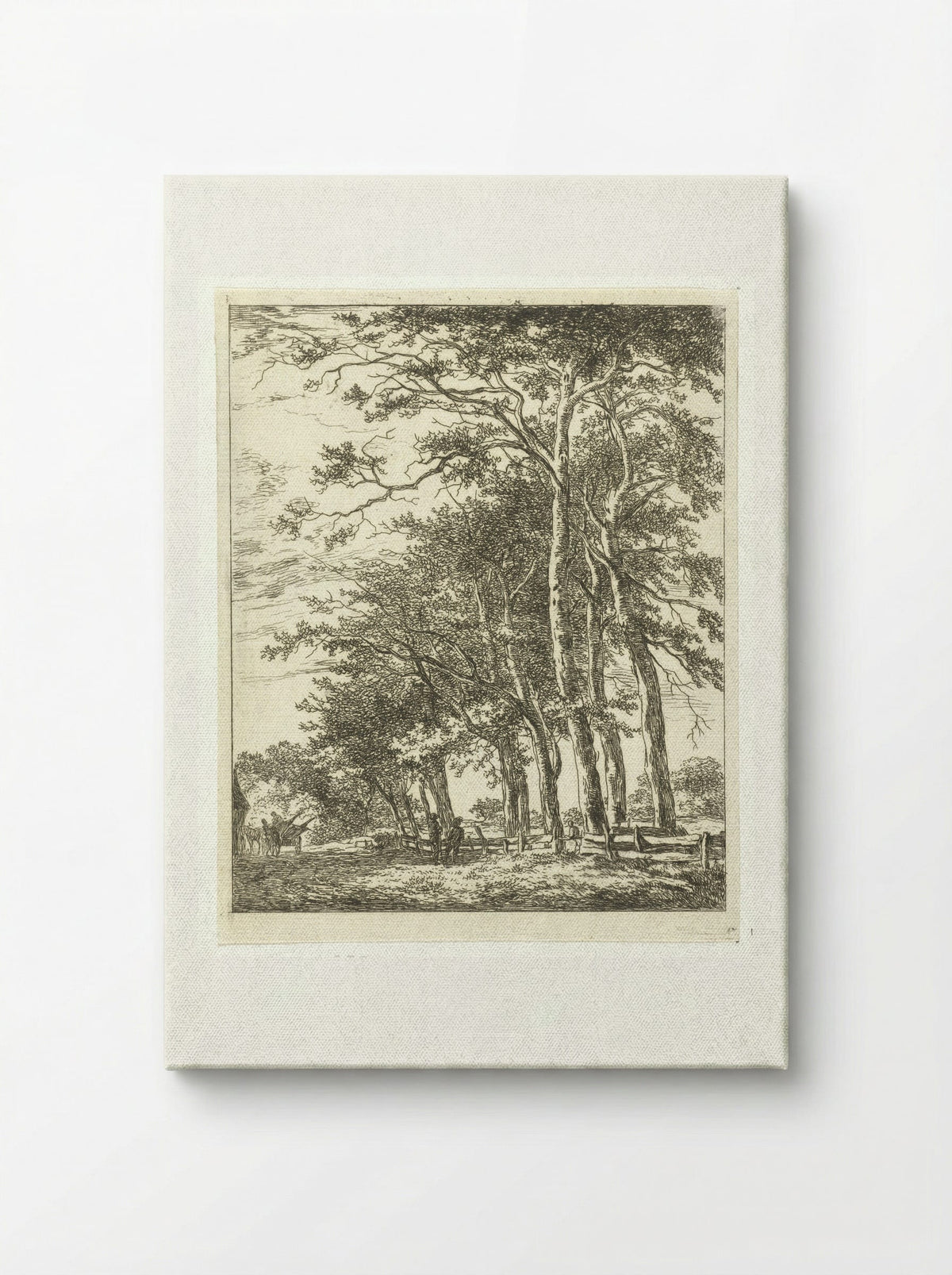Twee staande figuren bij hoge boomen - Hermanus van Brussel - Canvas