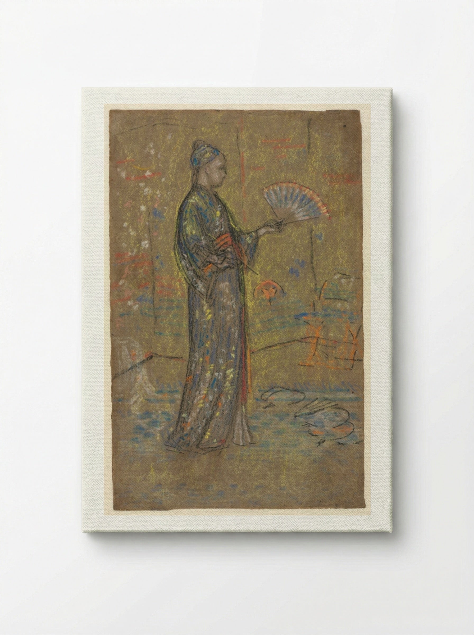 Japanese Woman Painting a Fan (recto) - James McNeill Whistler - Canvas