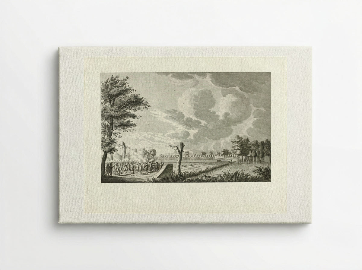Aanval bij Ouderkerk aan de Amstel - Cornelis Brouwer - Canvas