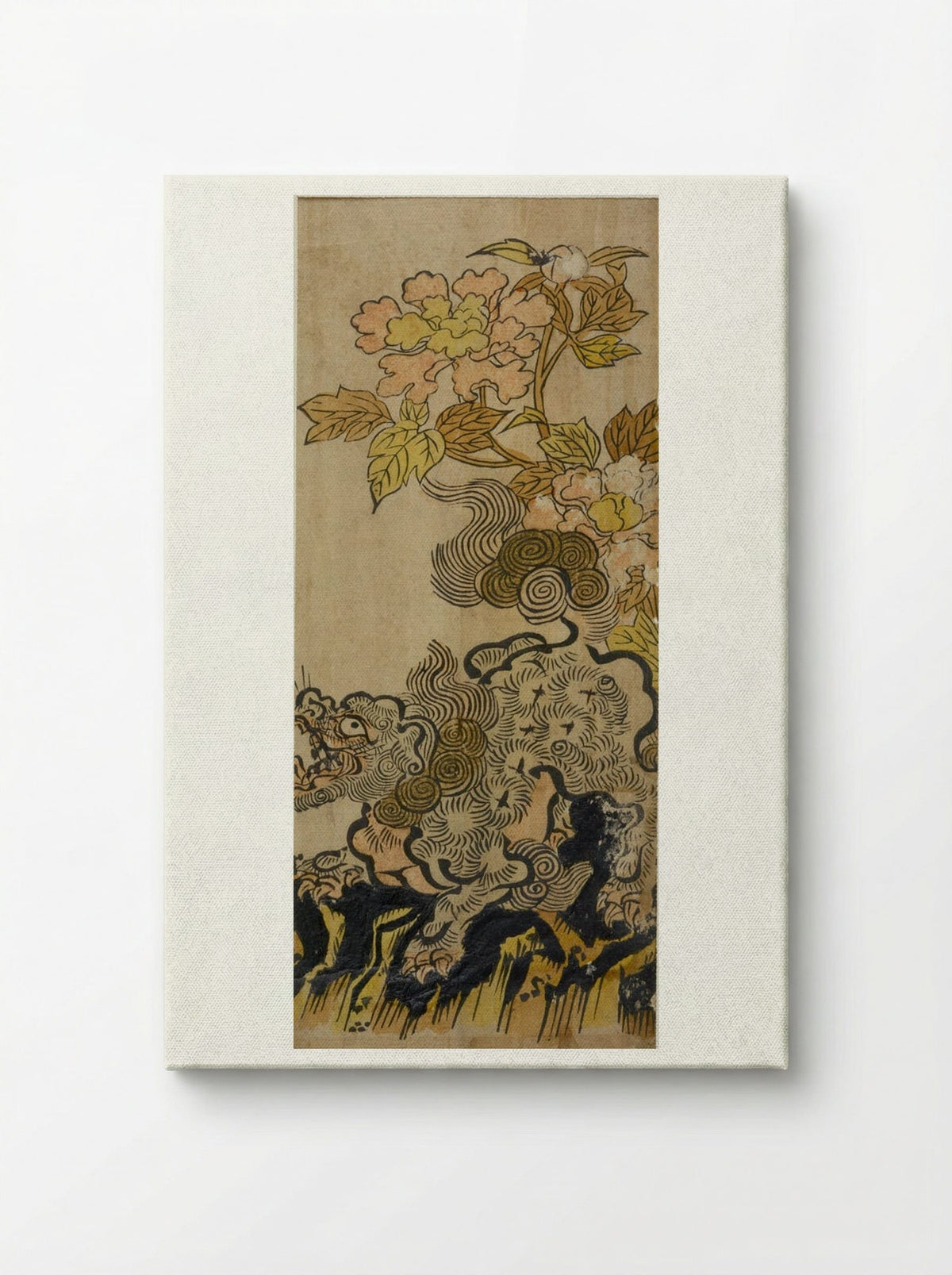 Lion and Peonies - Okumura Masanobu - Canvas