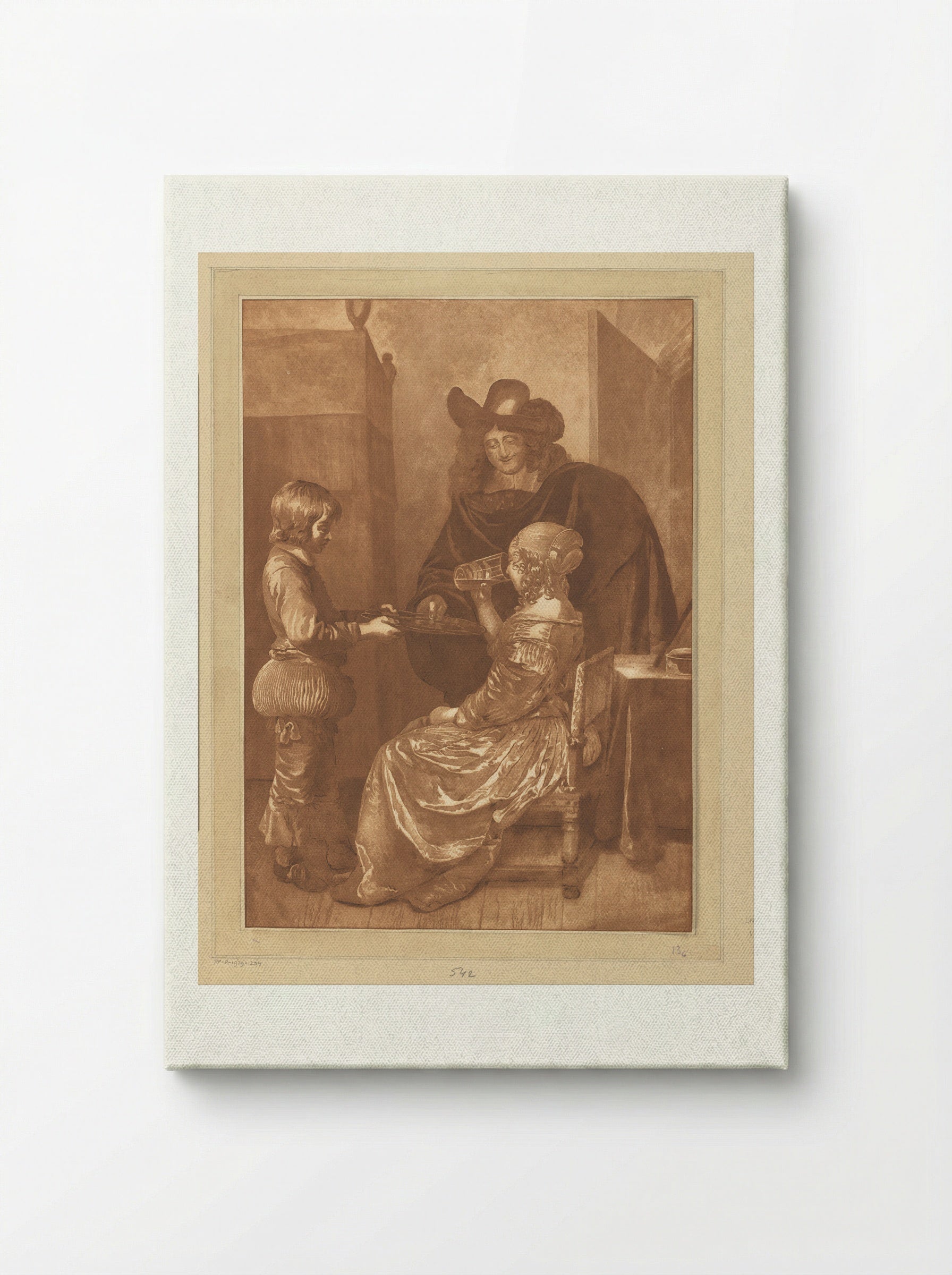 Heer en dame met page - Cornelis Brouwer - Canvas