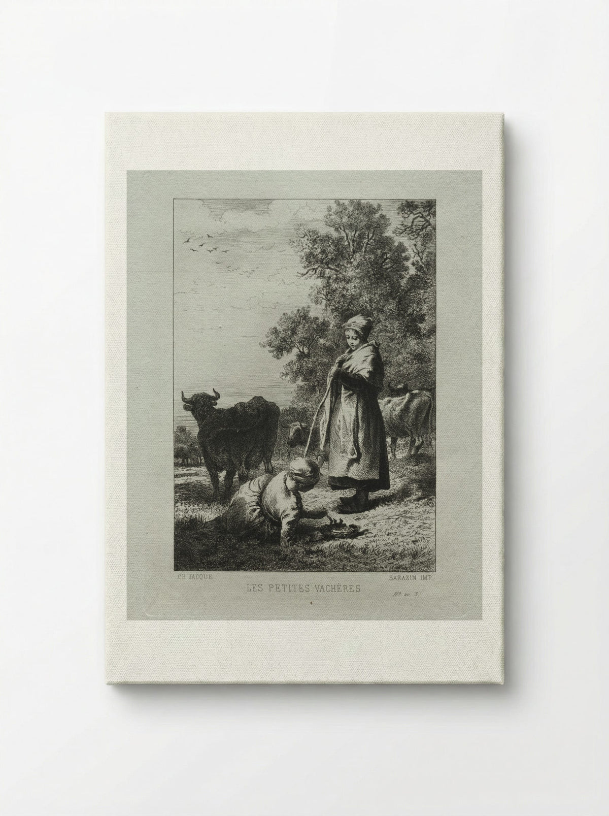 The Little Cowherds - Charles-Émile Jacque - Canvas