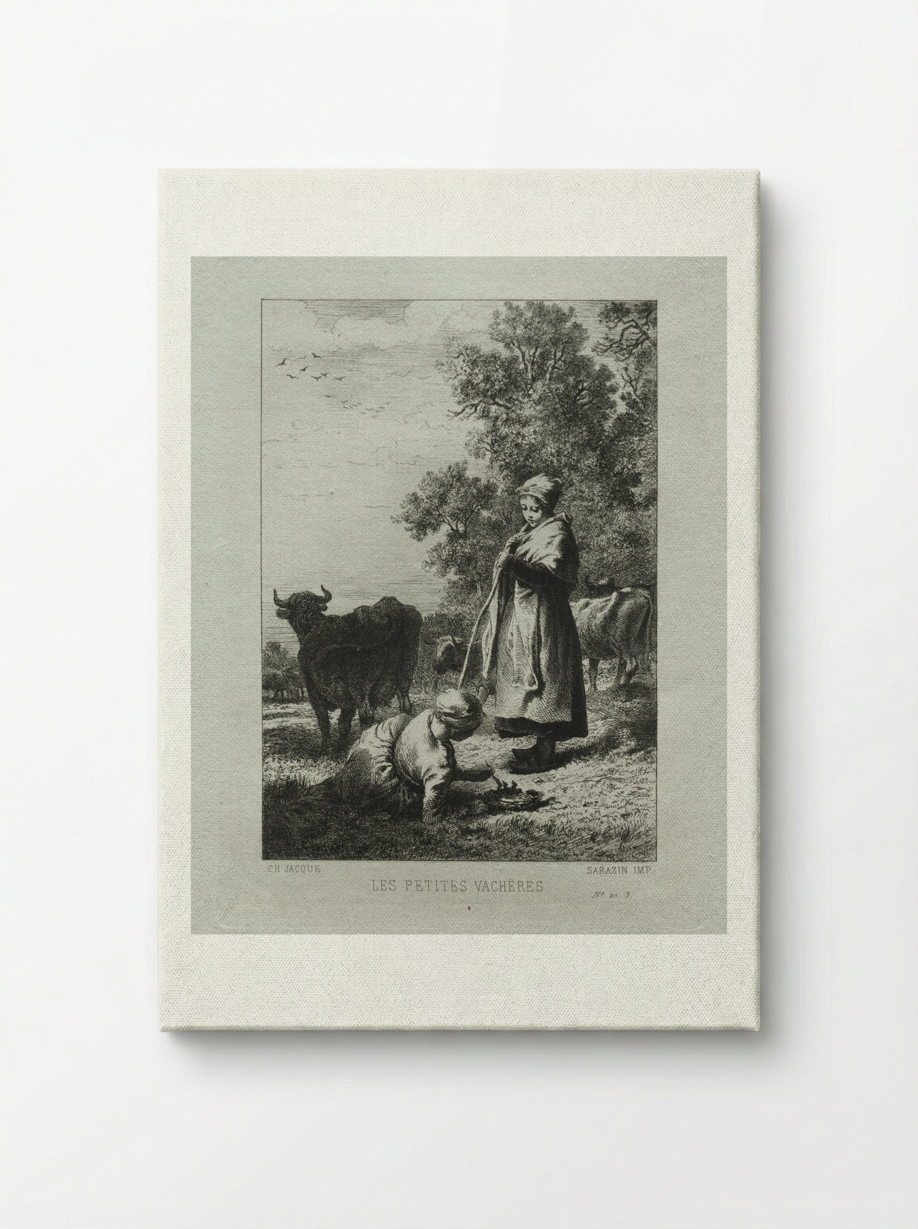 The Little Cowherds - Charles-Émile Jacque - Canvas