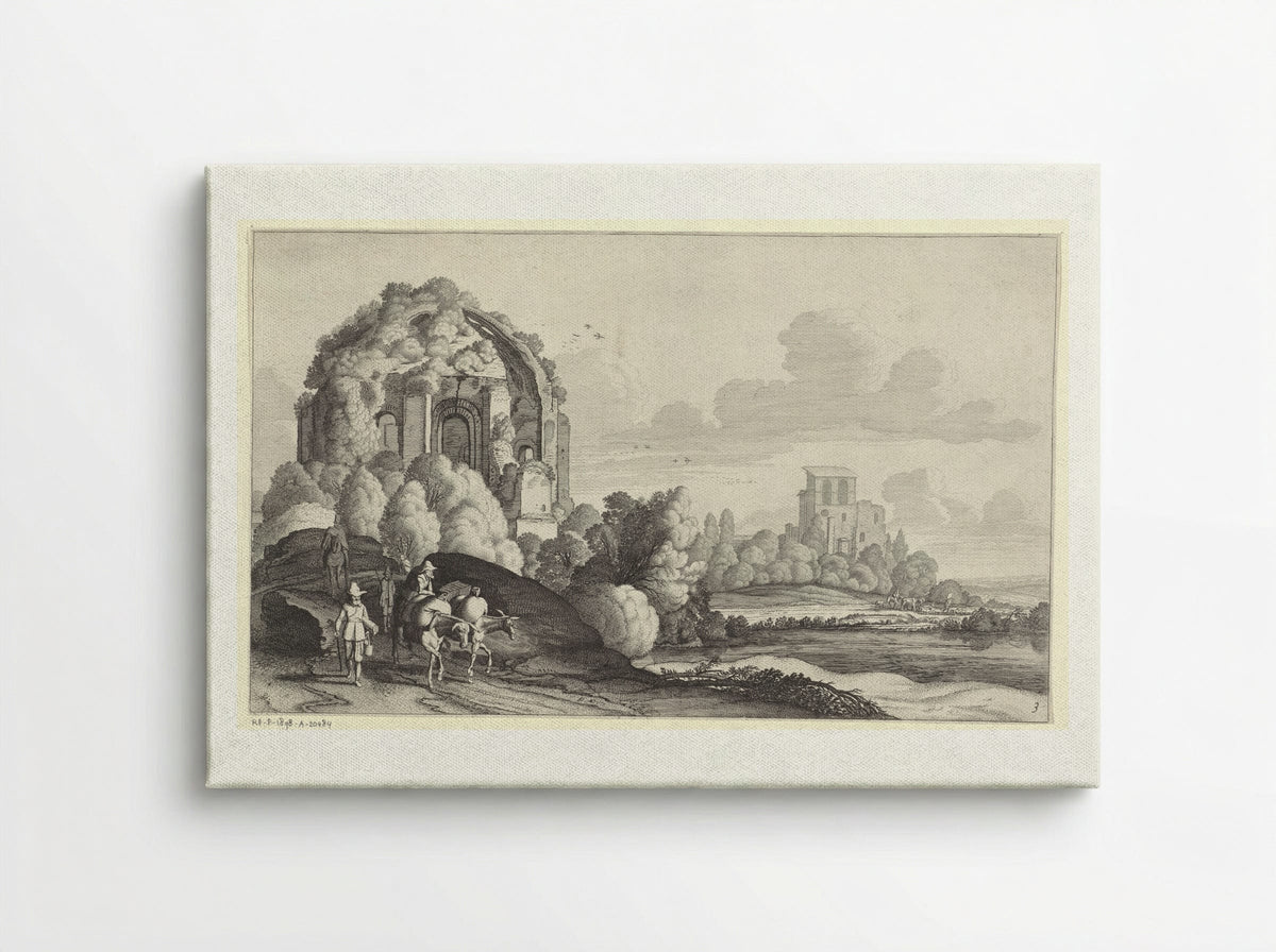 Travellers at the Temple of Minerva Medica, Rome - Jan van de Velde II - Canvas