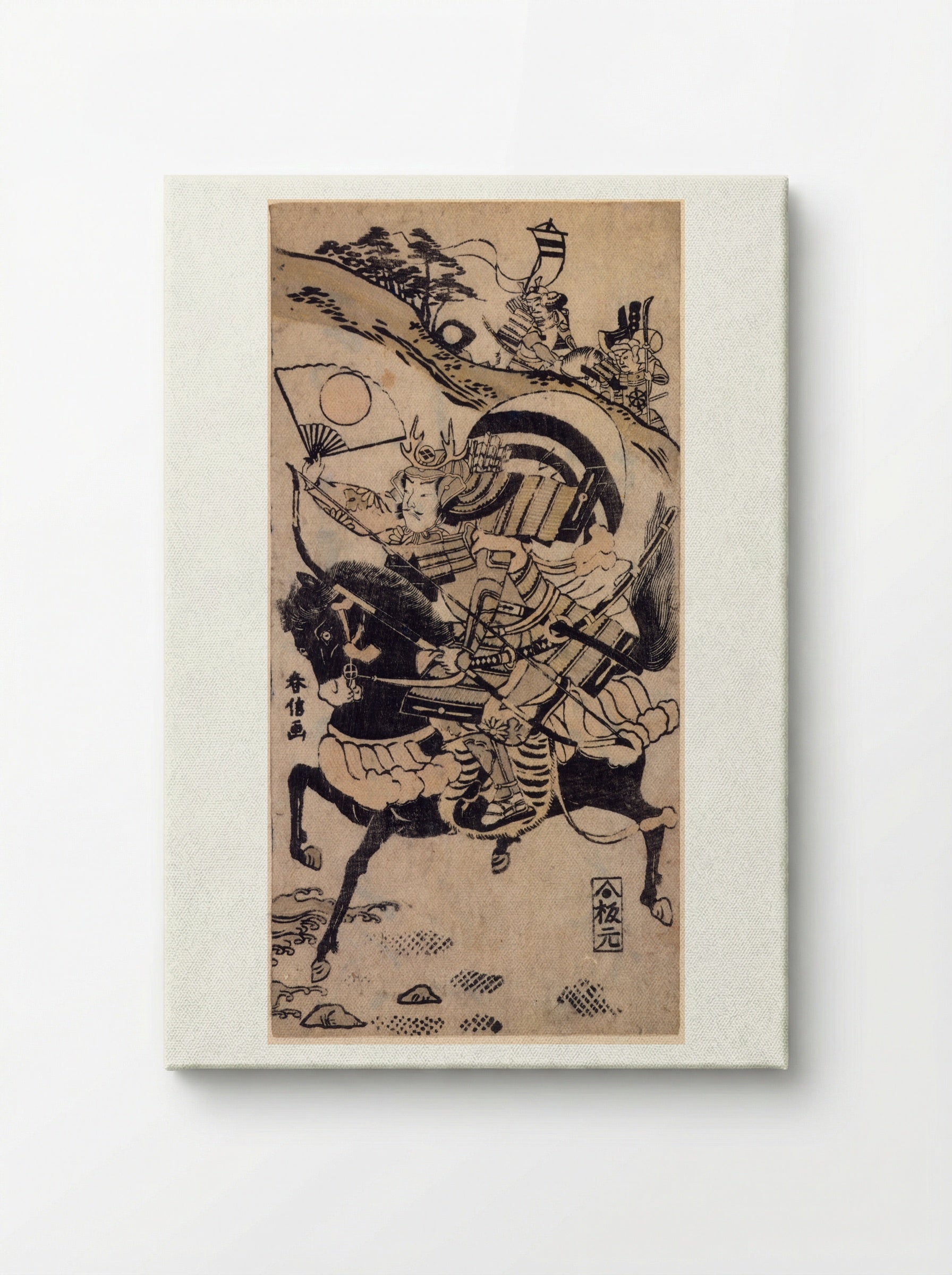 Warrior on a Black Horse - Suzuki Harunobu - Canvas