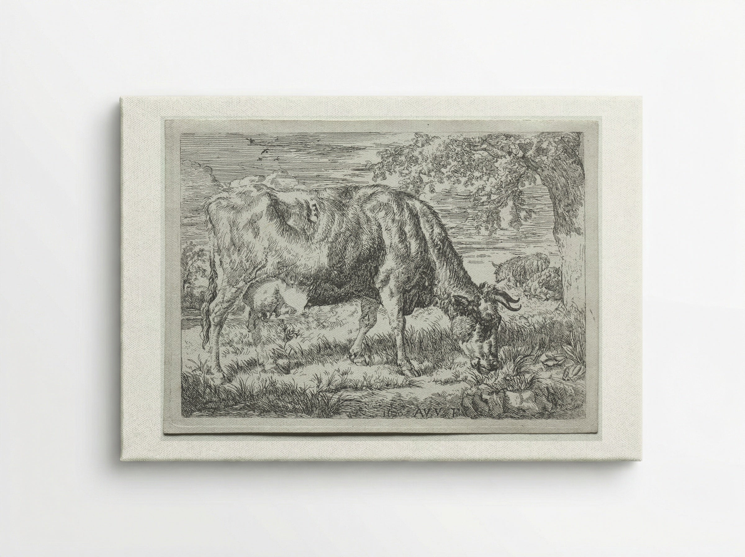 Two Cows Under a Tree - Adriaen van de Velde - Canvas