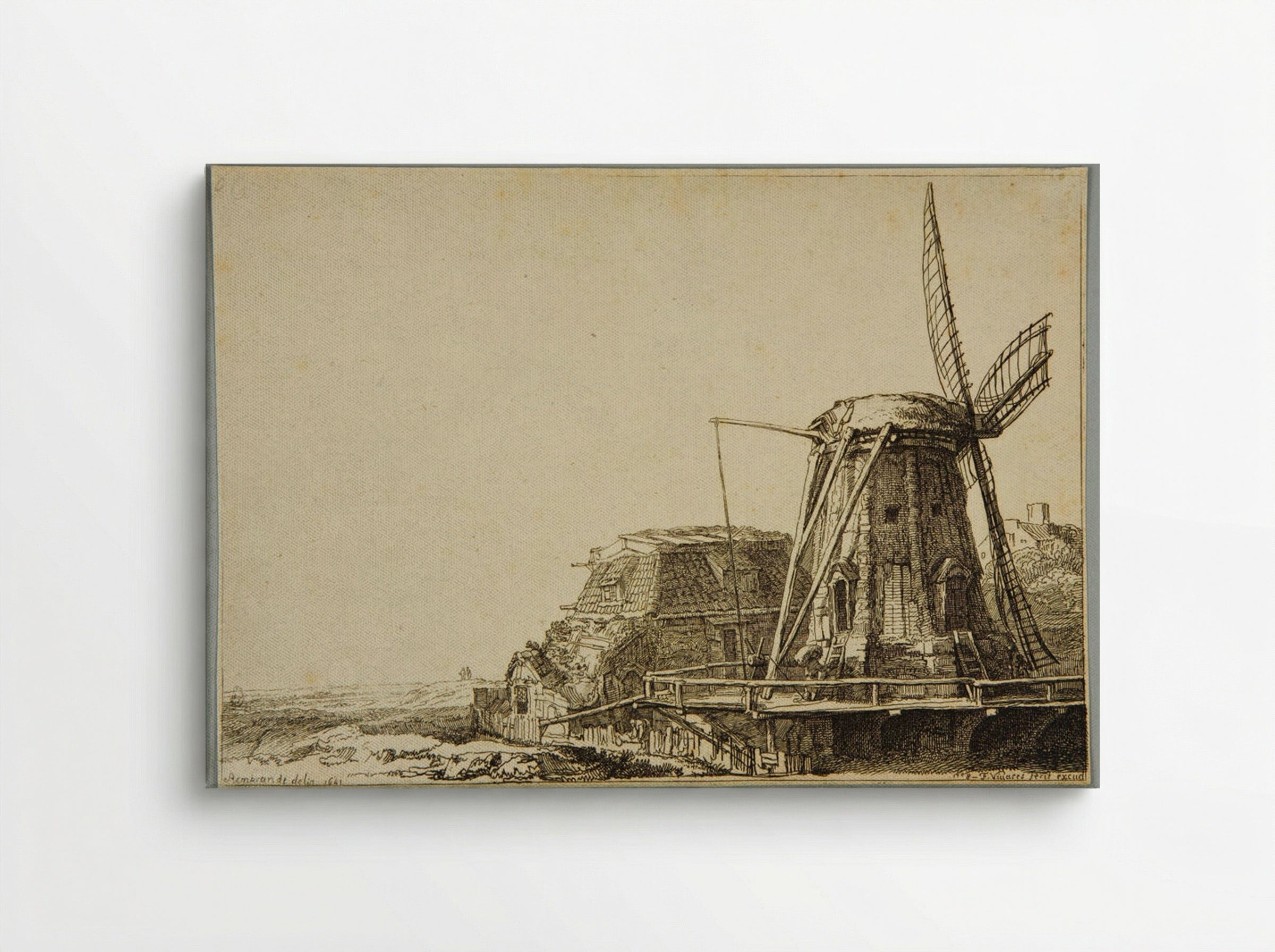 The Windmill (After Rembrandt) - François Vivares - Canvas