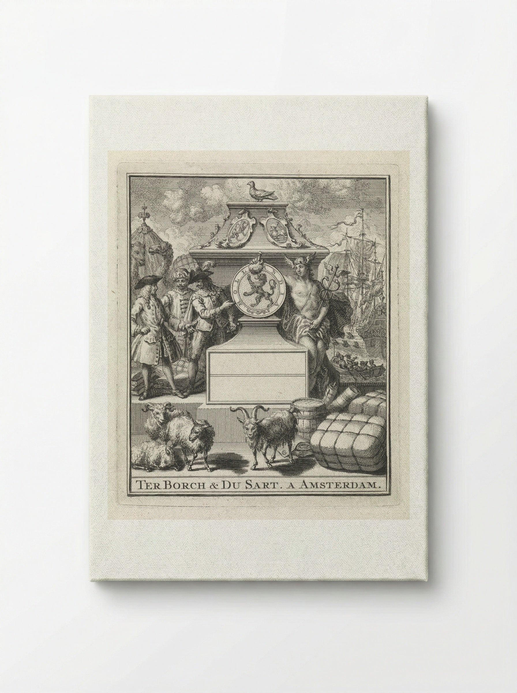 Handelaren en Mercurius naast het wapen van Holland - Pieter Tanjé - Canvas