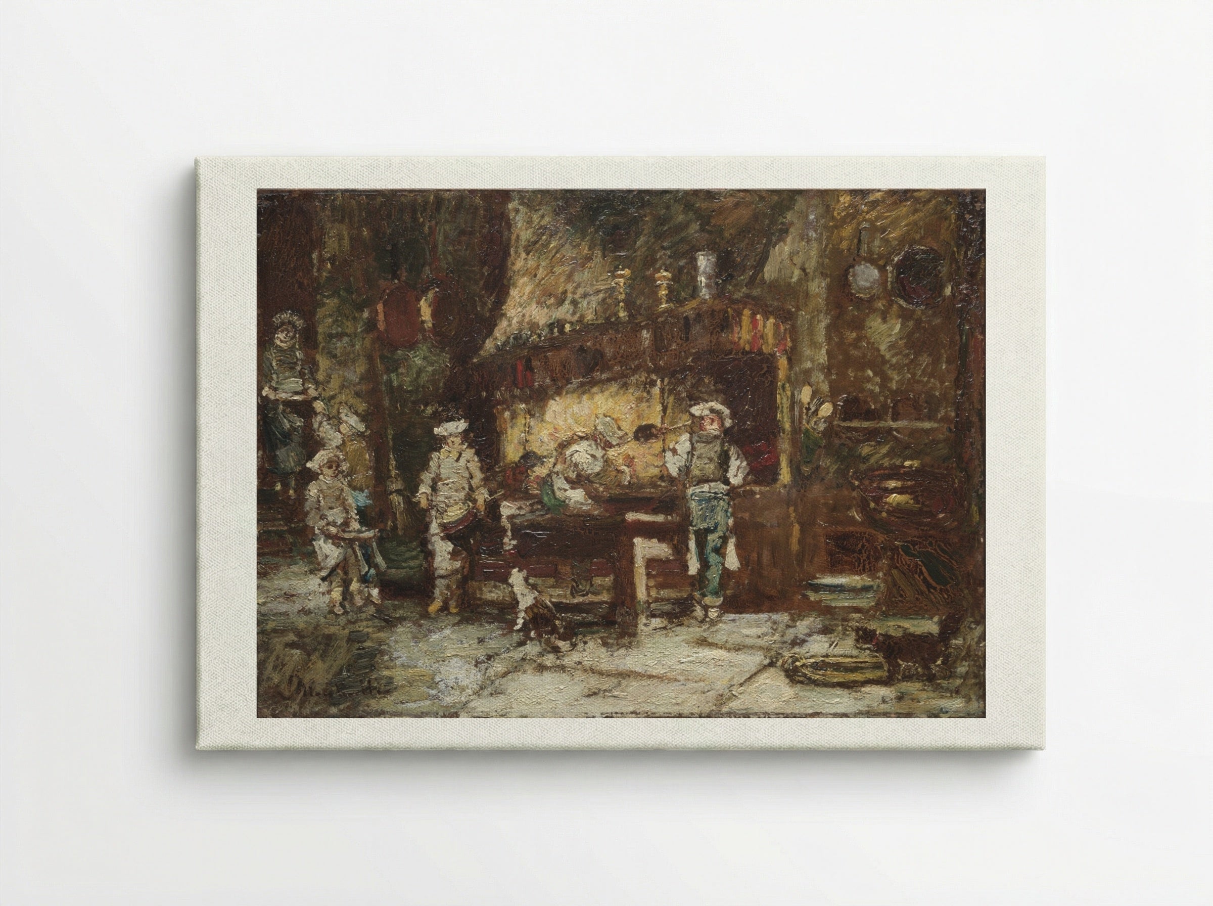 The Kitchen of the Rôtisserie des Deux Paons - Adolphe Monticelli - Canvas