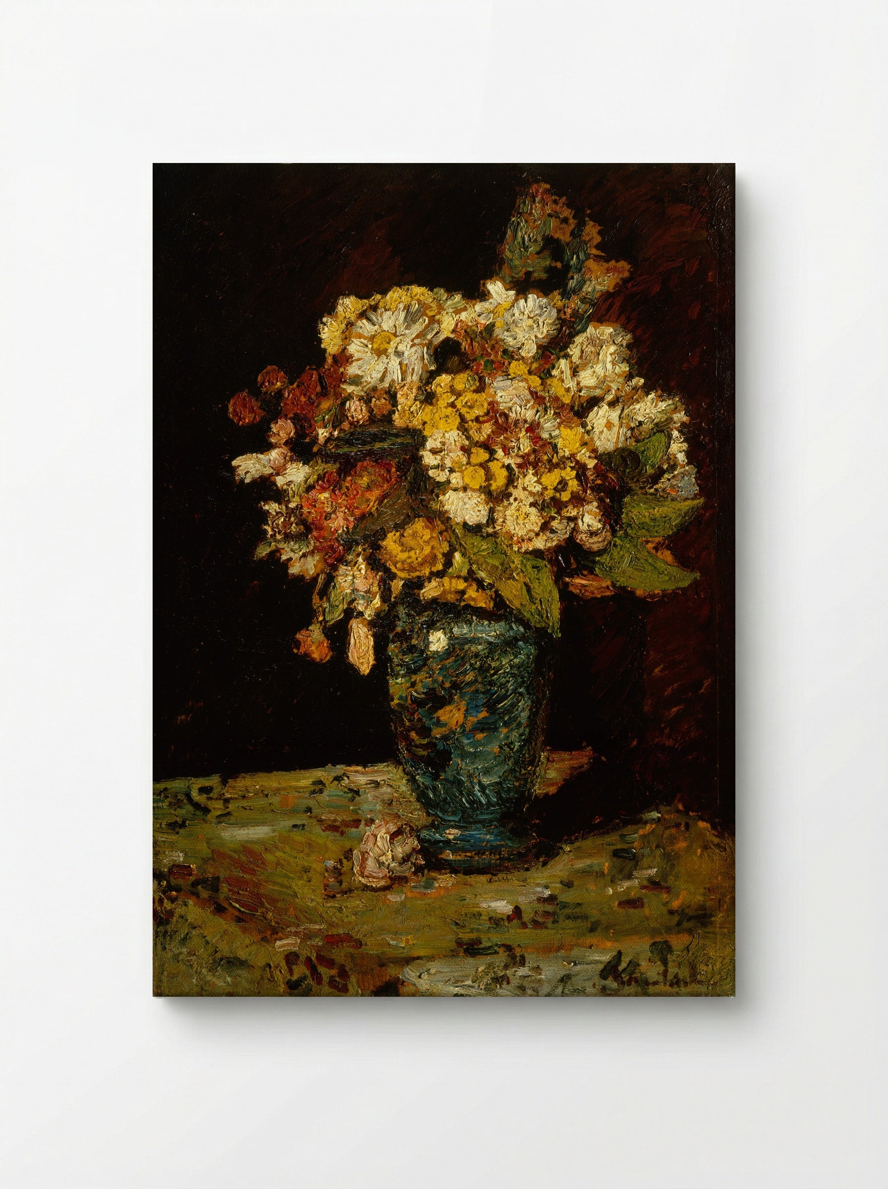 Flowers in a Blue Vase - Adolphe Monticelli - Canvas