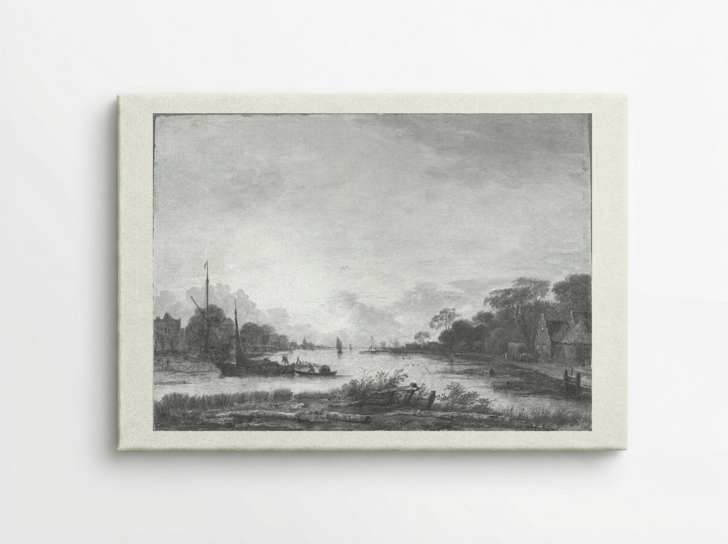 River Landscape - Aert van der Neer - Canvas