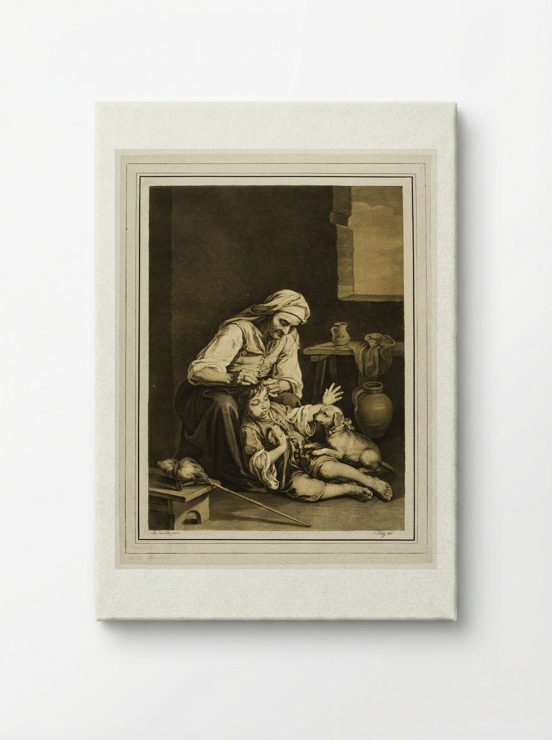 Woman, Boy, and Dog - Ferdinand Piloty - Canvas