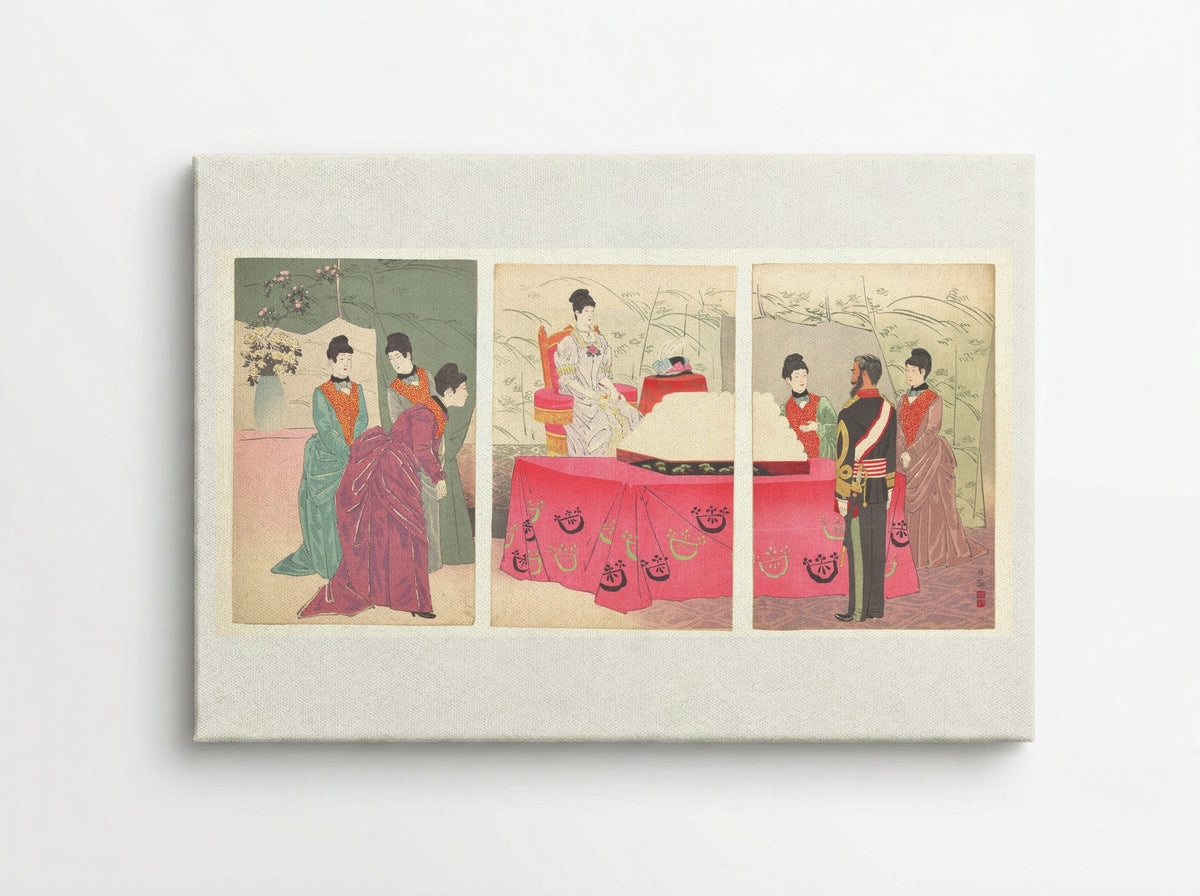 Illustration of the Empress Visiting the General Staff Headquarters - Kobayashi Kiyochika - Canvas