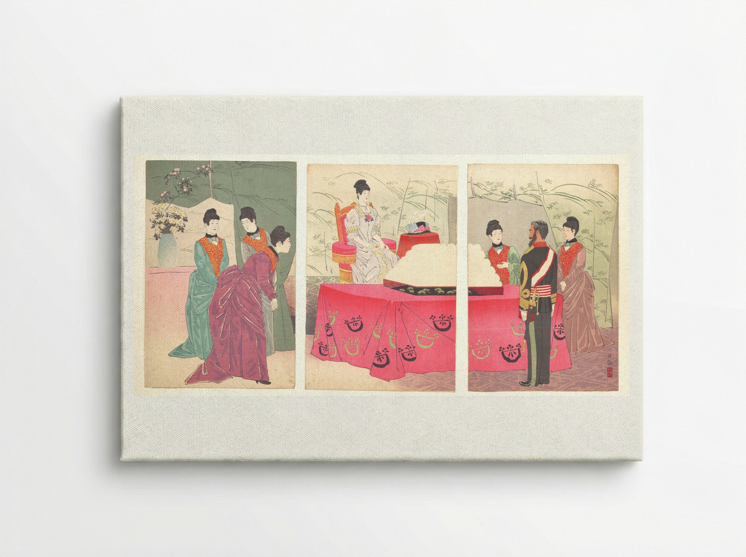 Illustration of the Empress Visiting the General Staff Headquarters - Kobayashi Kiyochika - Canvas