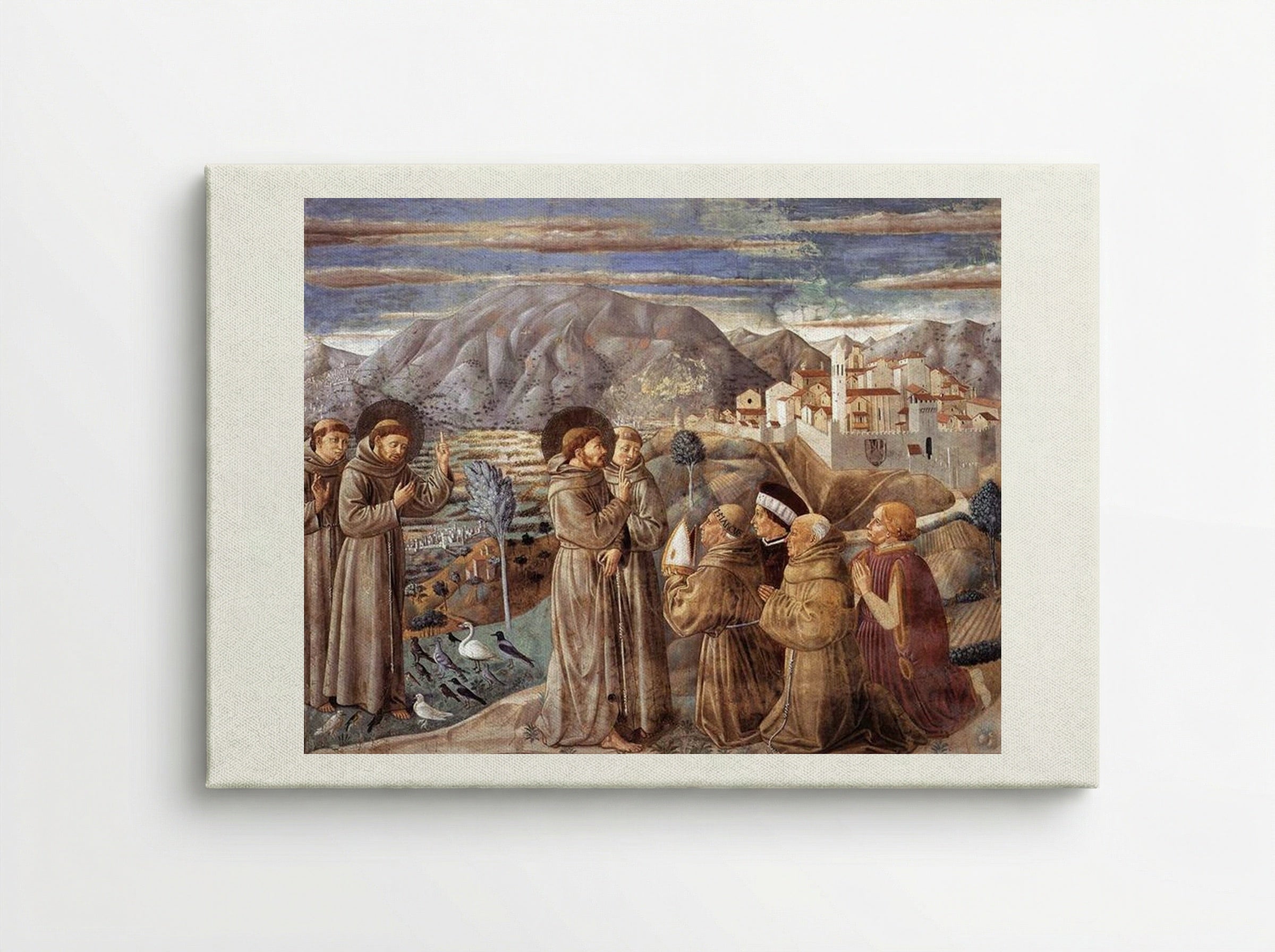 Preaching to the Birds and Blessing Montefalco - Benozzo Gozzoli - Canvas