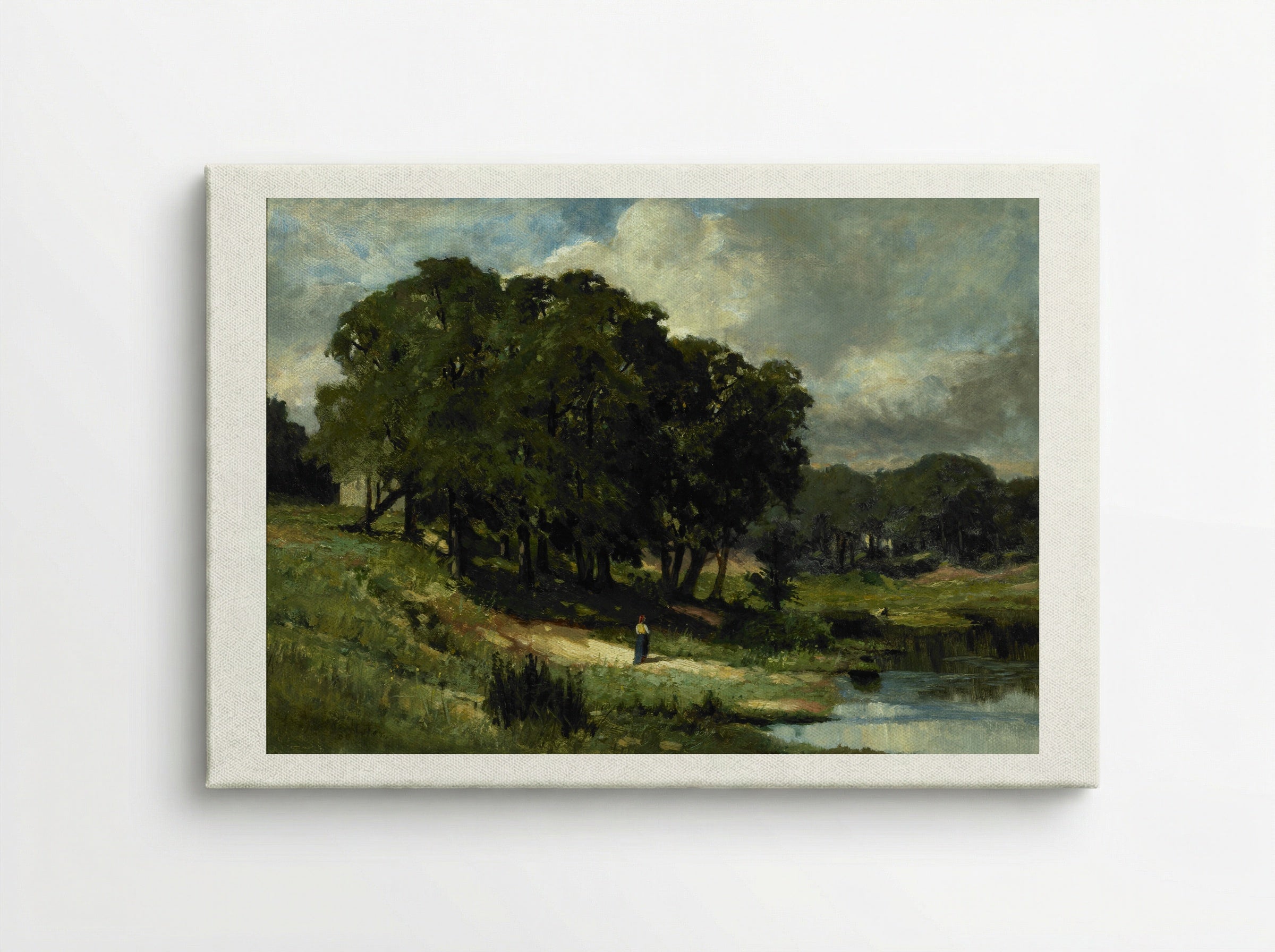 Woman Standing Near a Pond - Edward Mitchell Bannister - Canvas