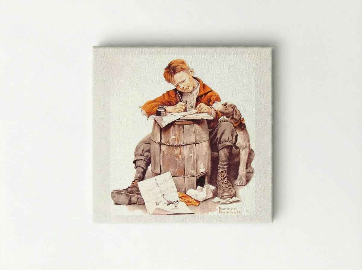 Boy Writing Letter - Norman Rockwell - Canvas