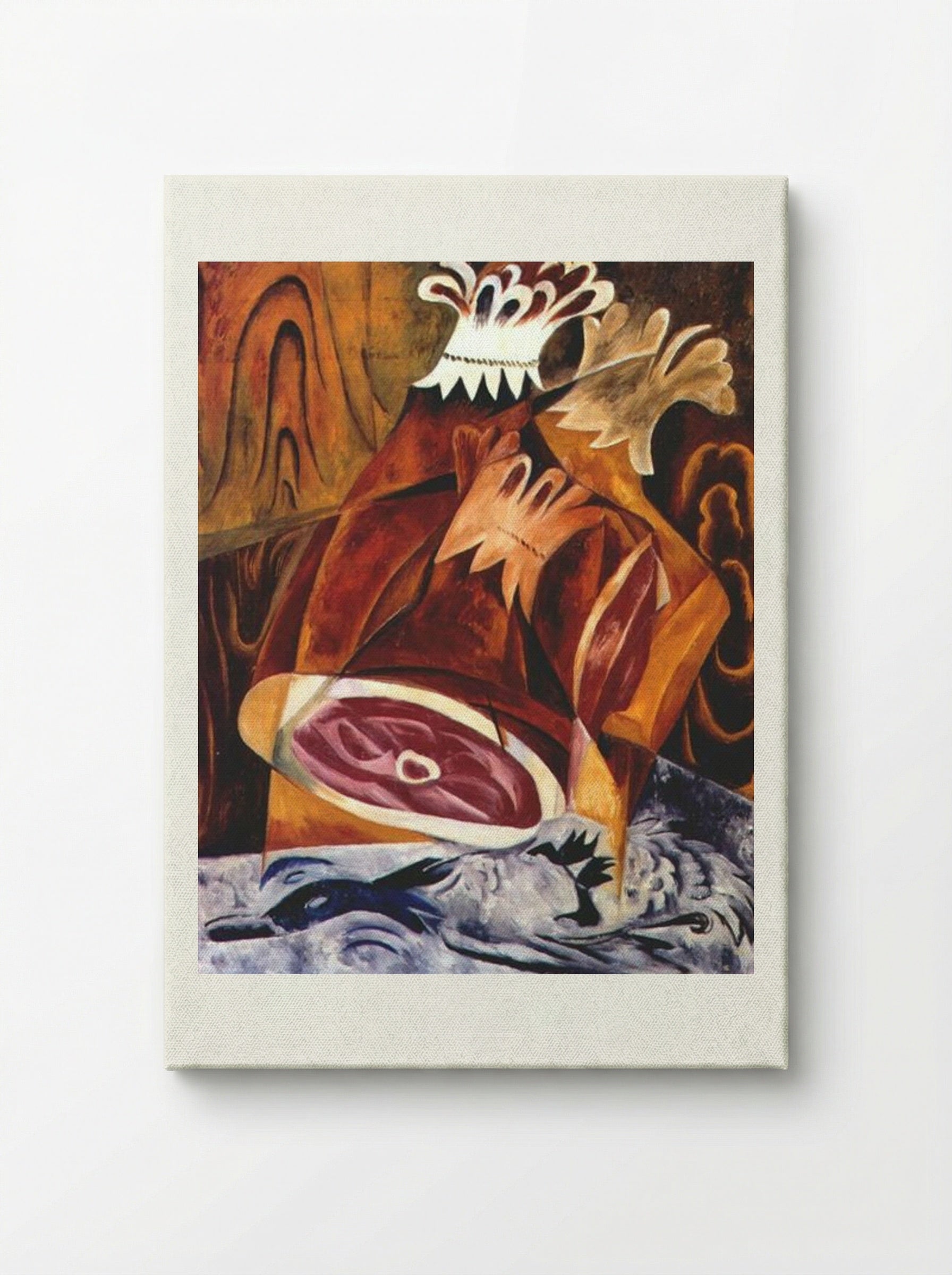 Still Life with Ham - Natalia Goncharova - Canvas